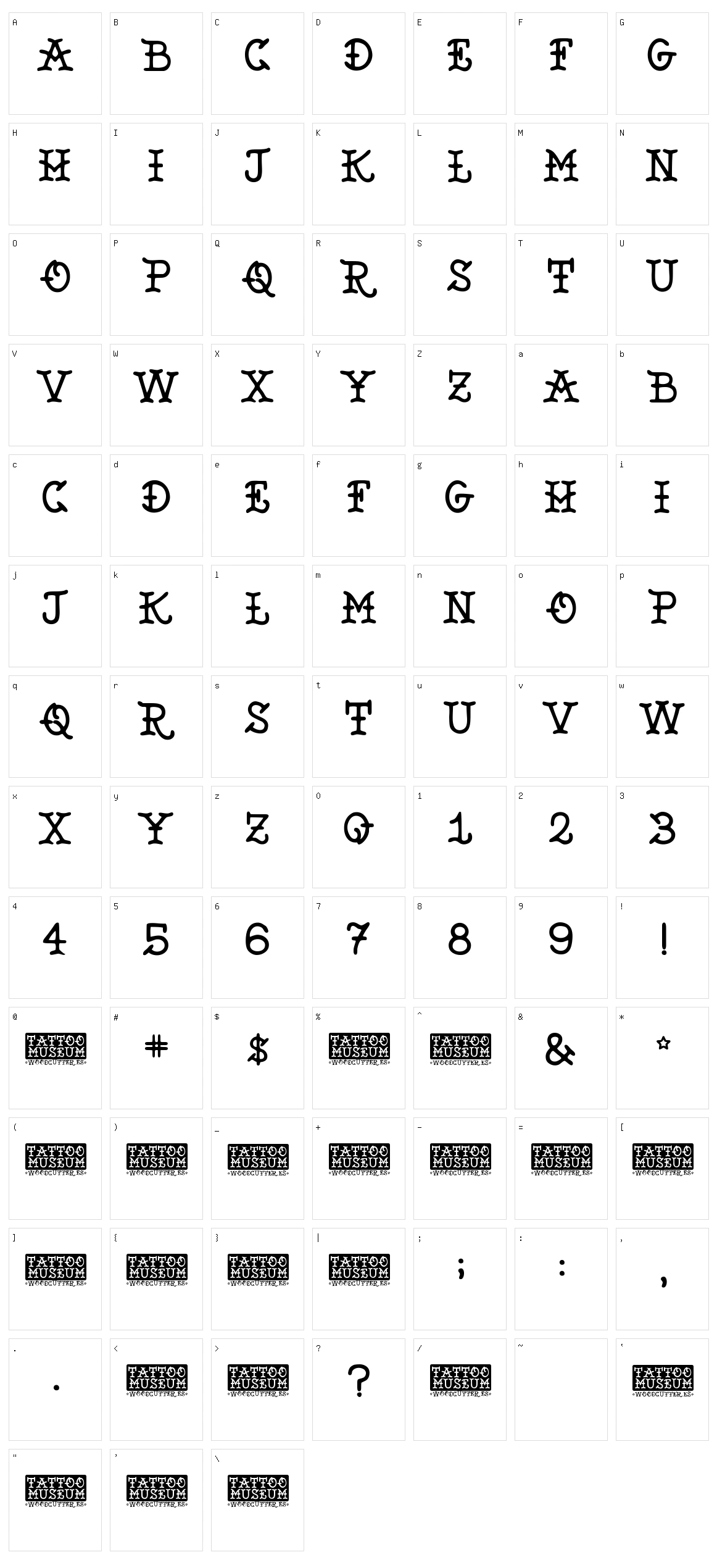 Tattoo Museum Character Set