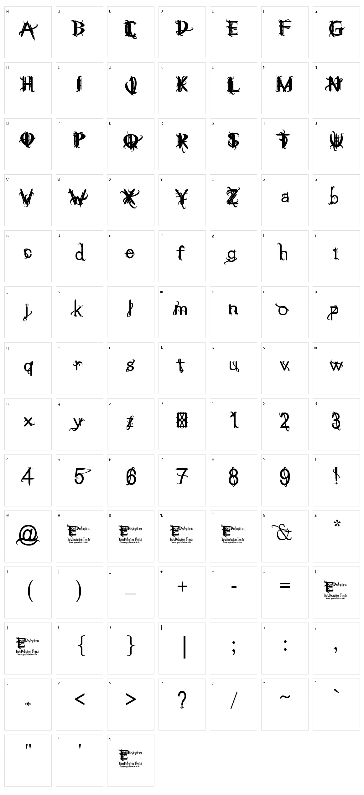 Think Me Wicked Character Set