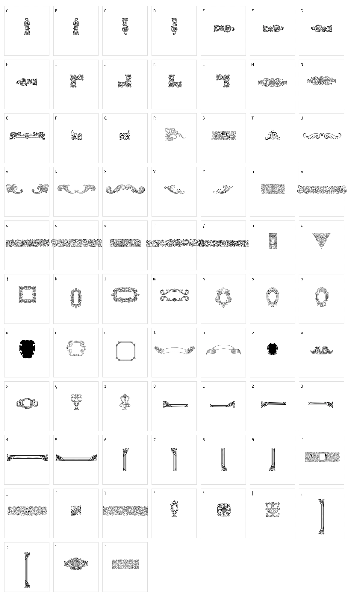 Mortised Ornaments Character Set