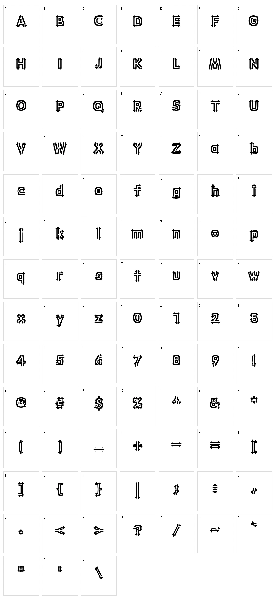 Wincing BRK Character Set
