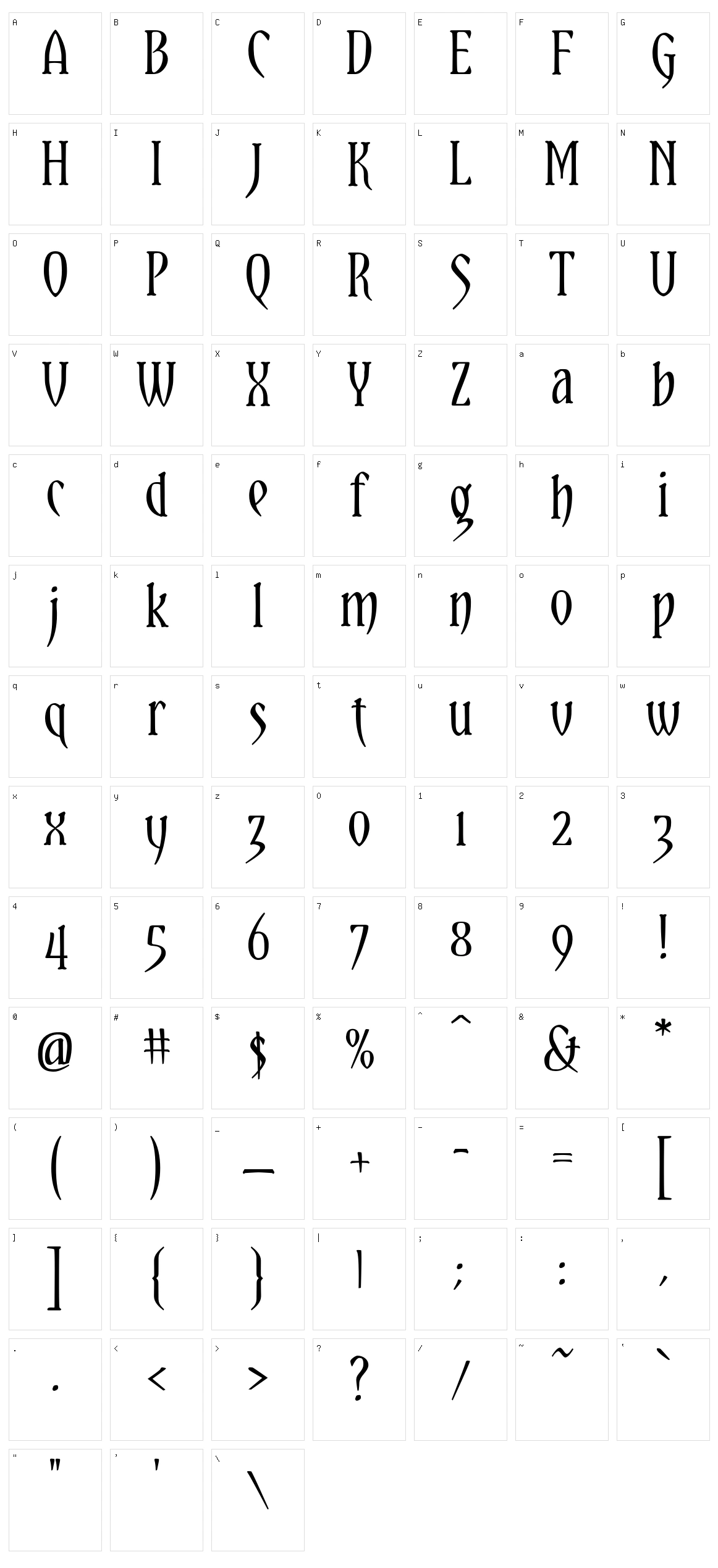 Yataghan Character Set