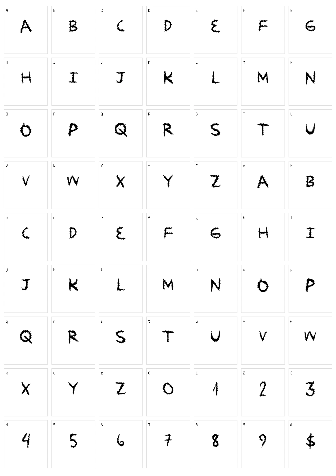 Zip Down Character Set