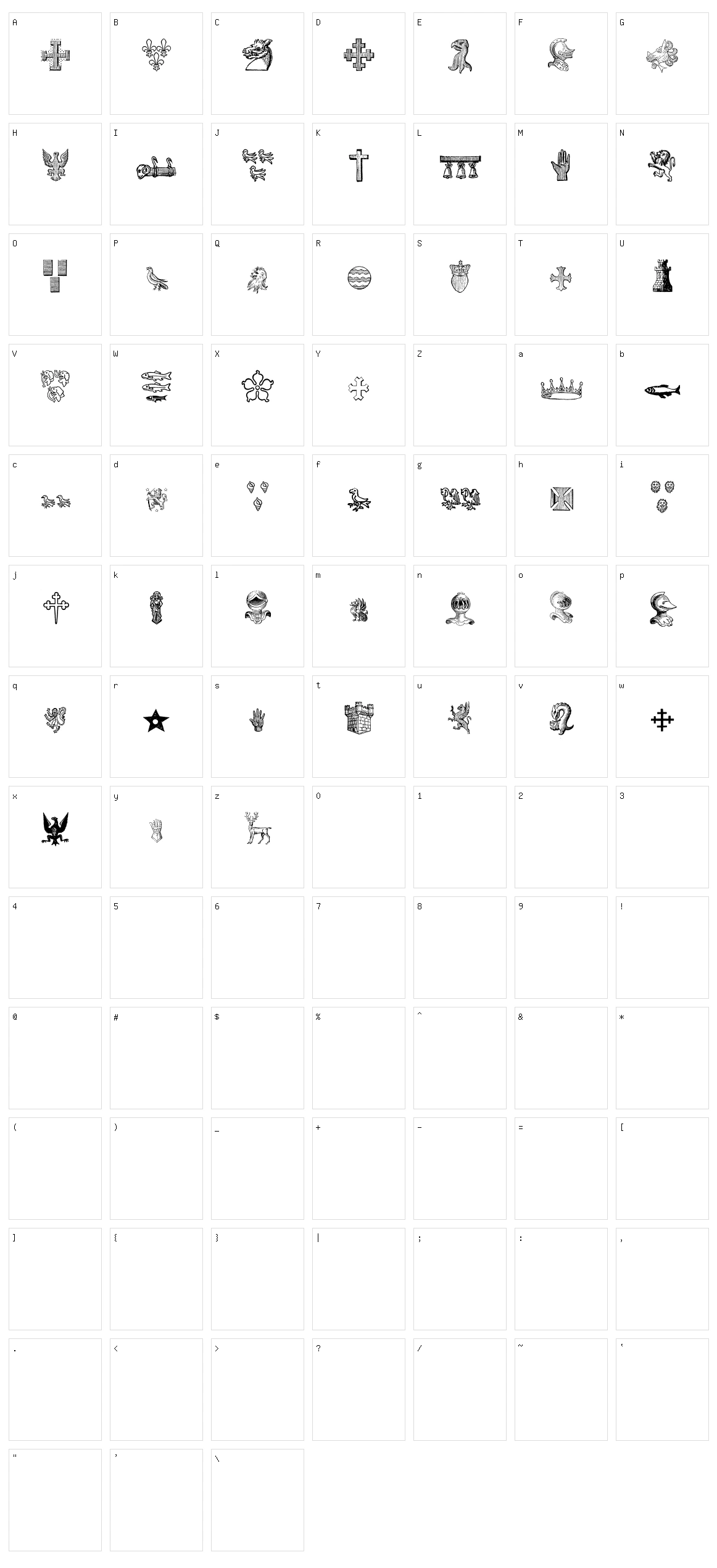 Heraldic Devices Character Set