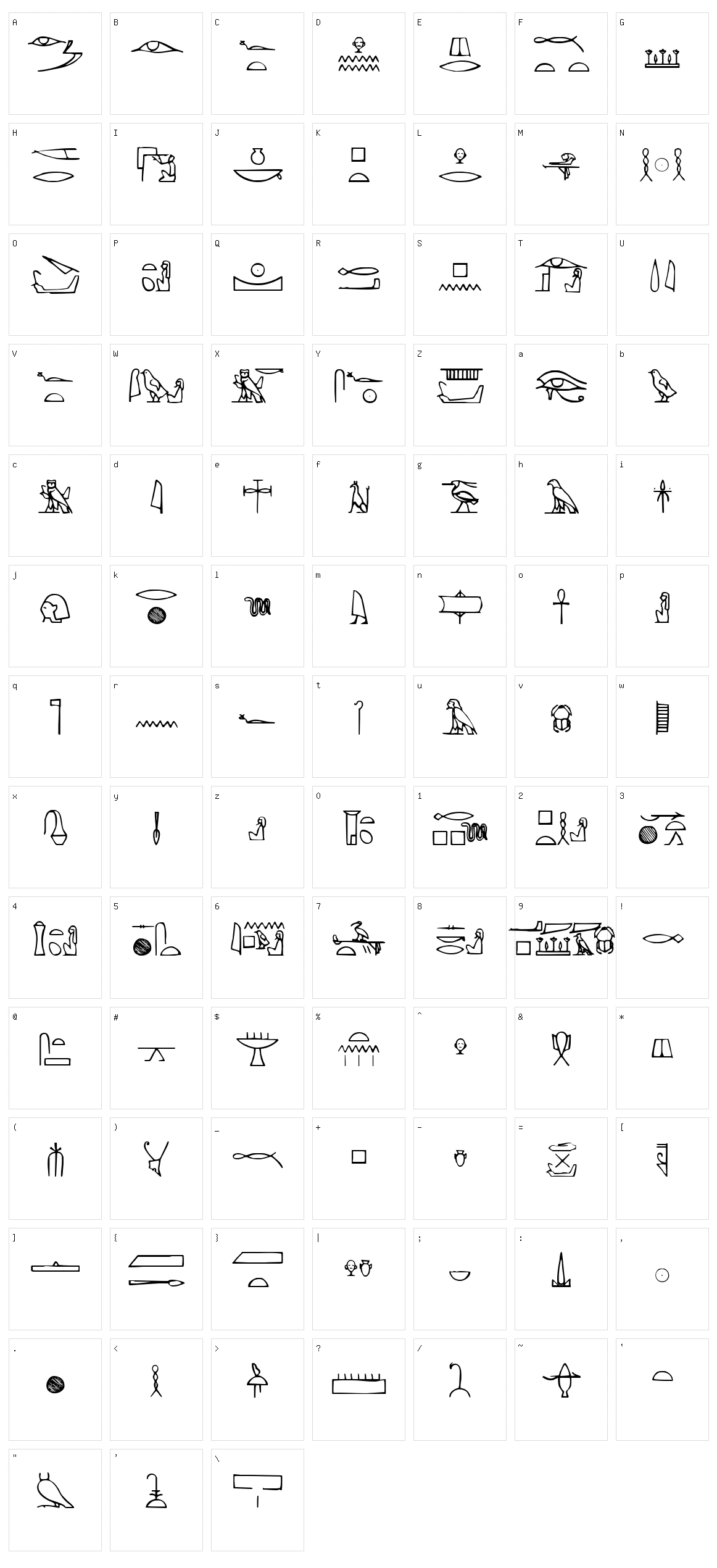 Yiroglyphics Character Set