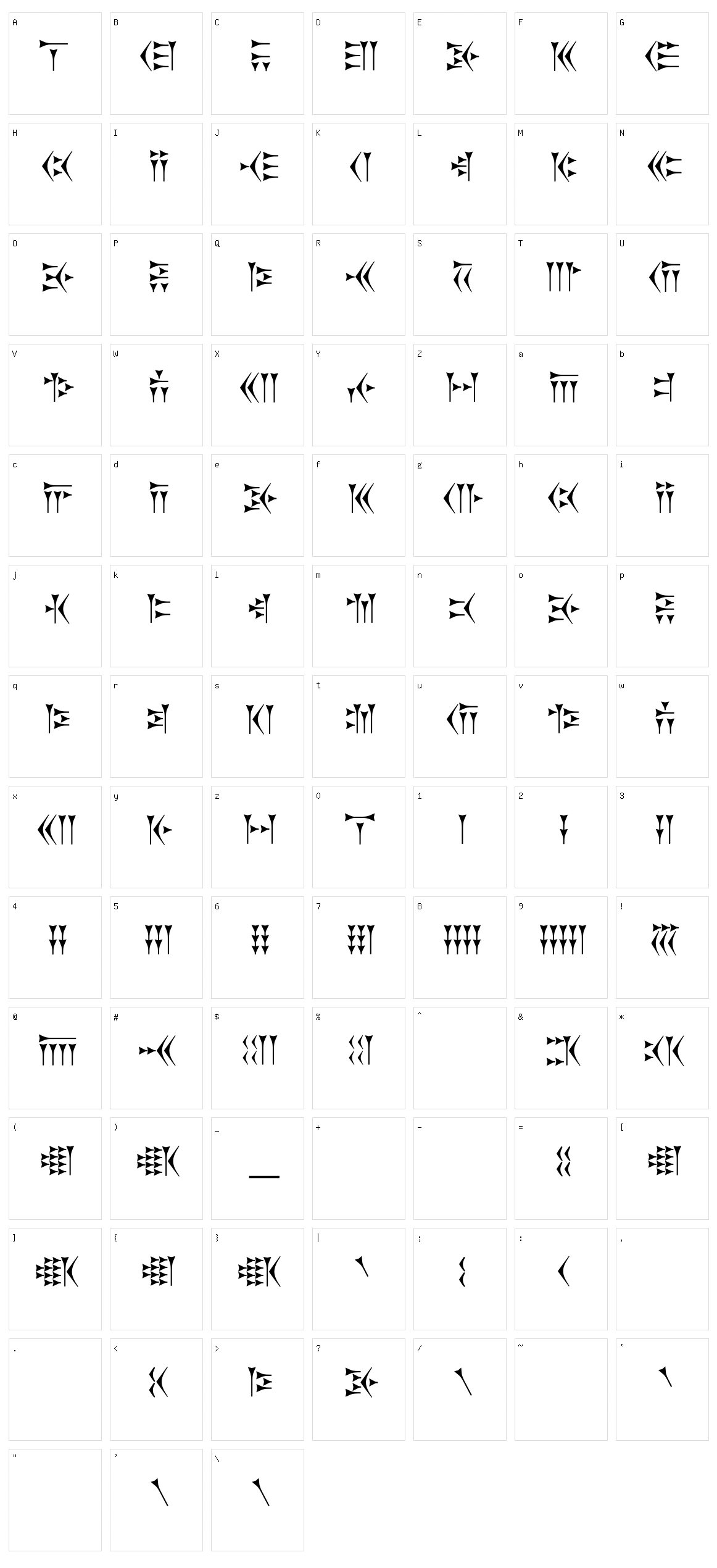 Zarathustra Character Set