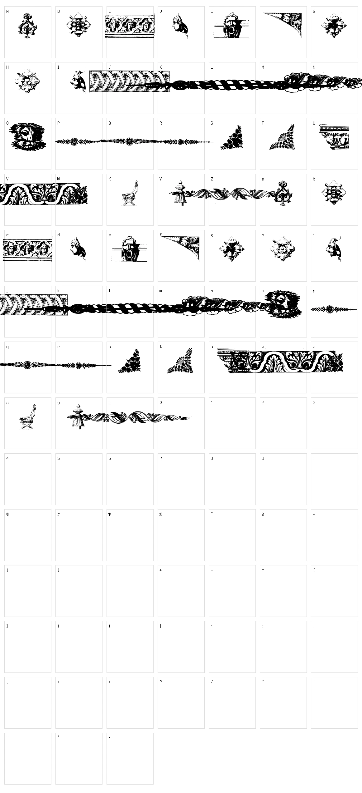 Old Ornaments Character Set