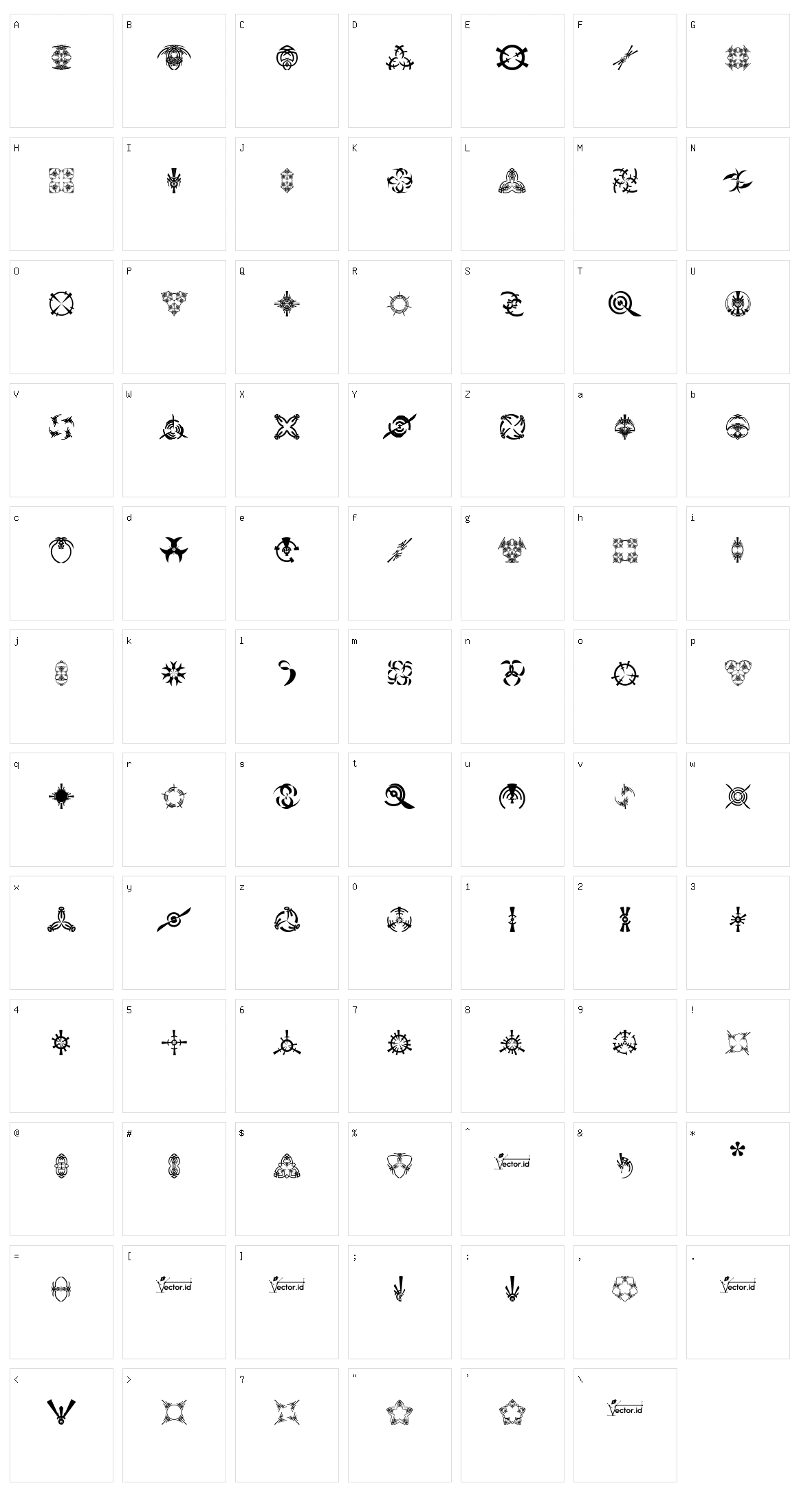 Fonts Vector Ancient Symbol Character Set