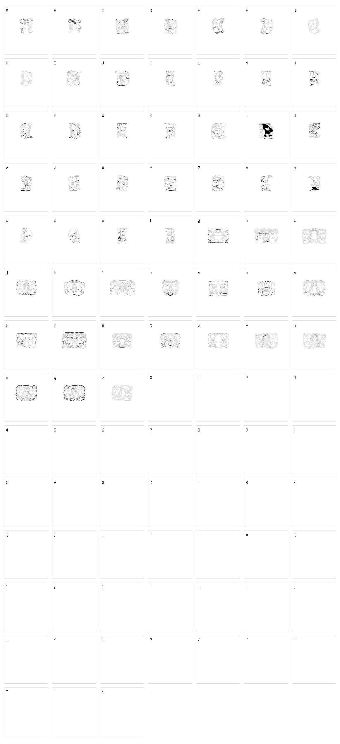 Spirit of Montezuma Character Set