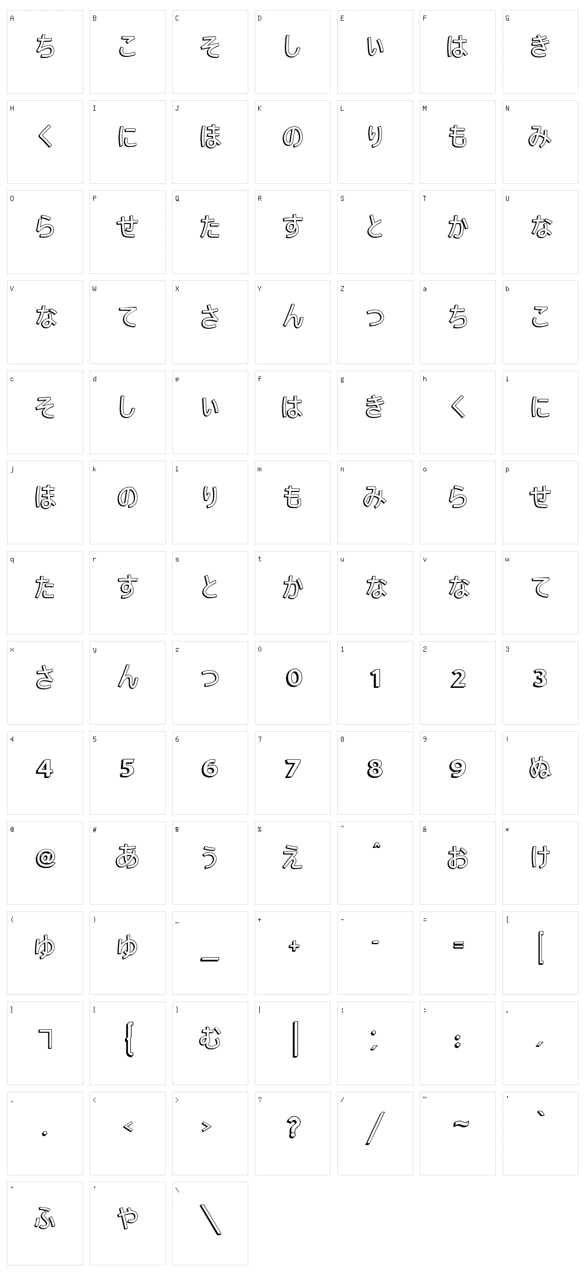 H K Nipponika Character Set