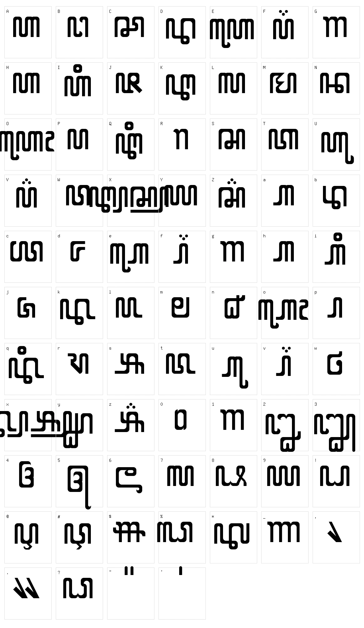 X Code from East Character Set