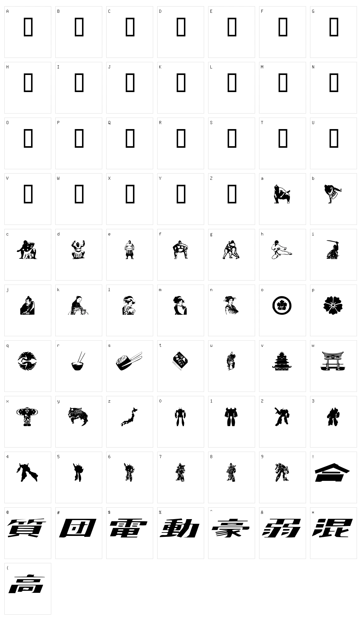 Japanapush Character Set