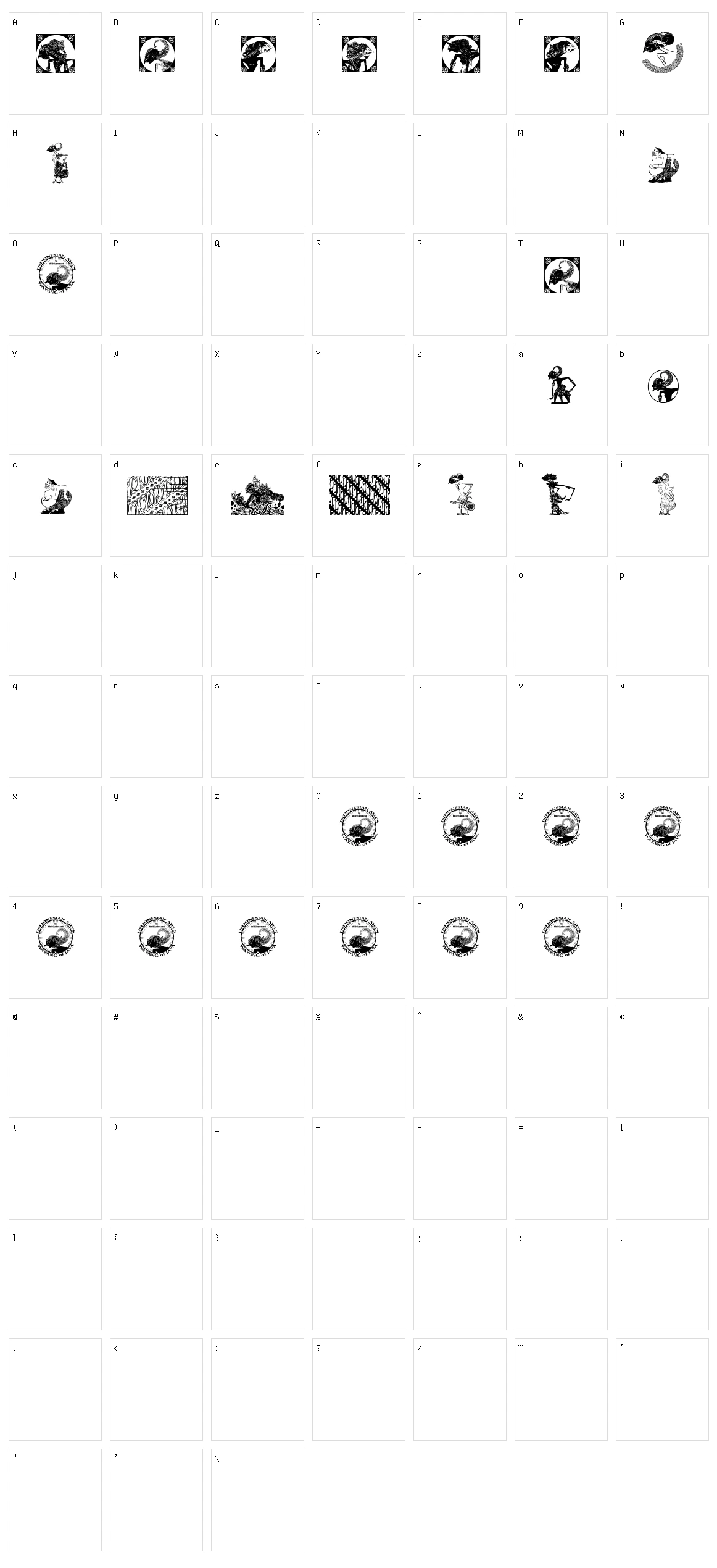 Indonesian Arts Culture Character Set