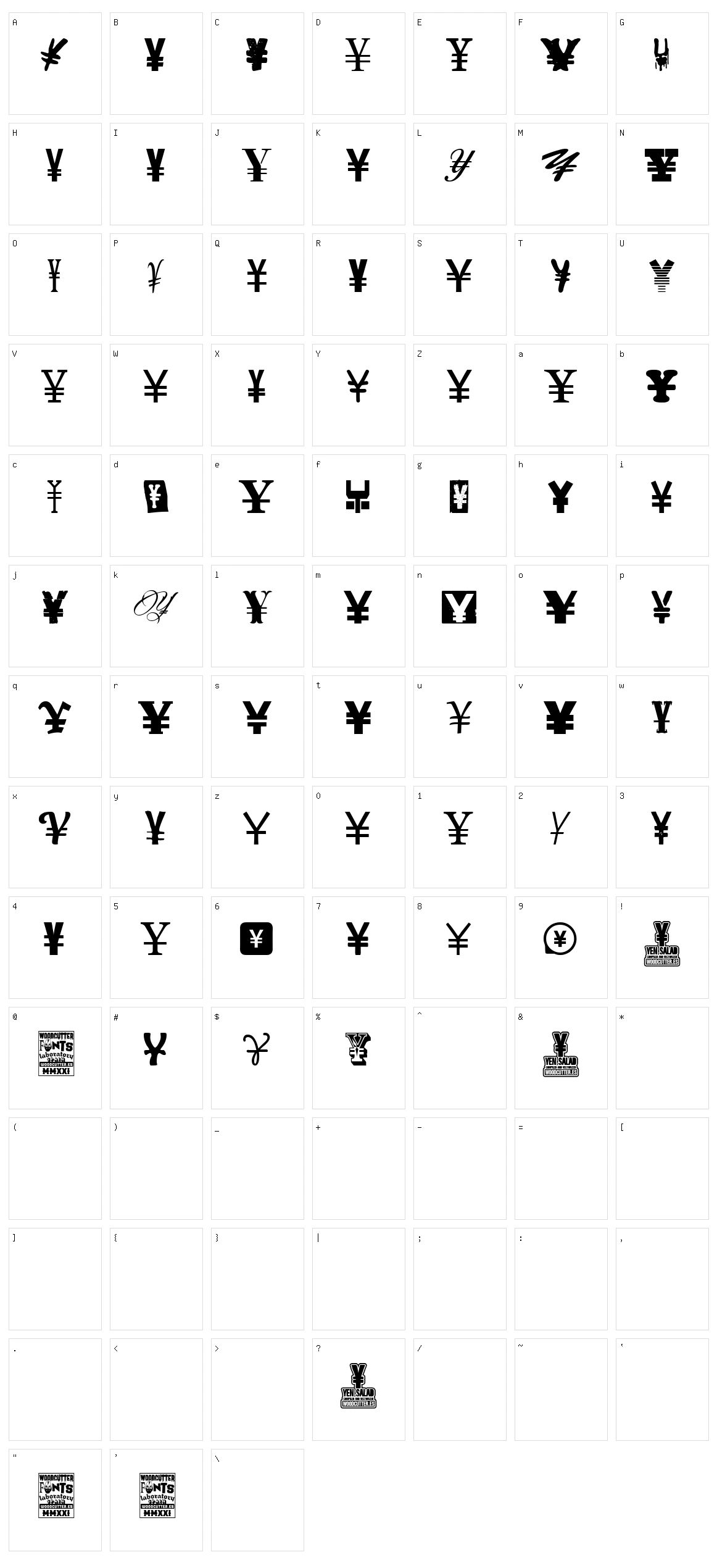 Yen Salad Character Set