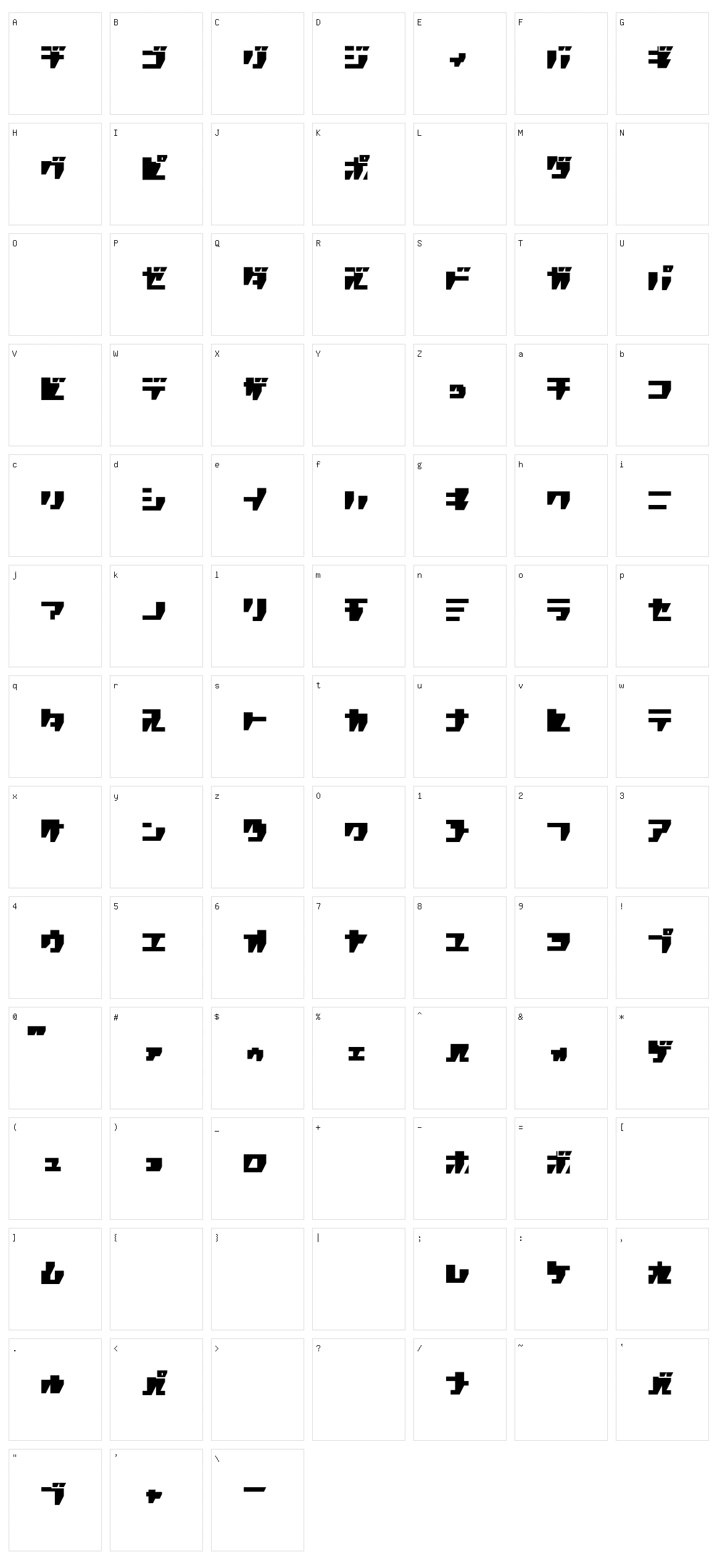 R.P.G. Katakana Character Set
