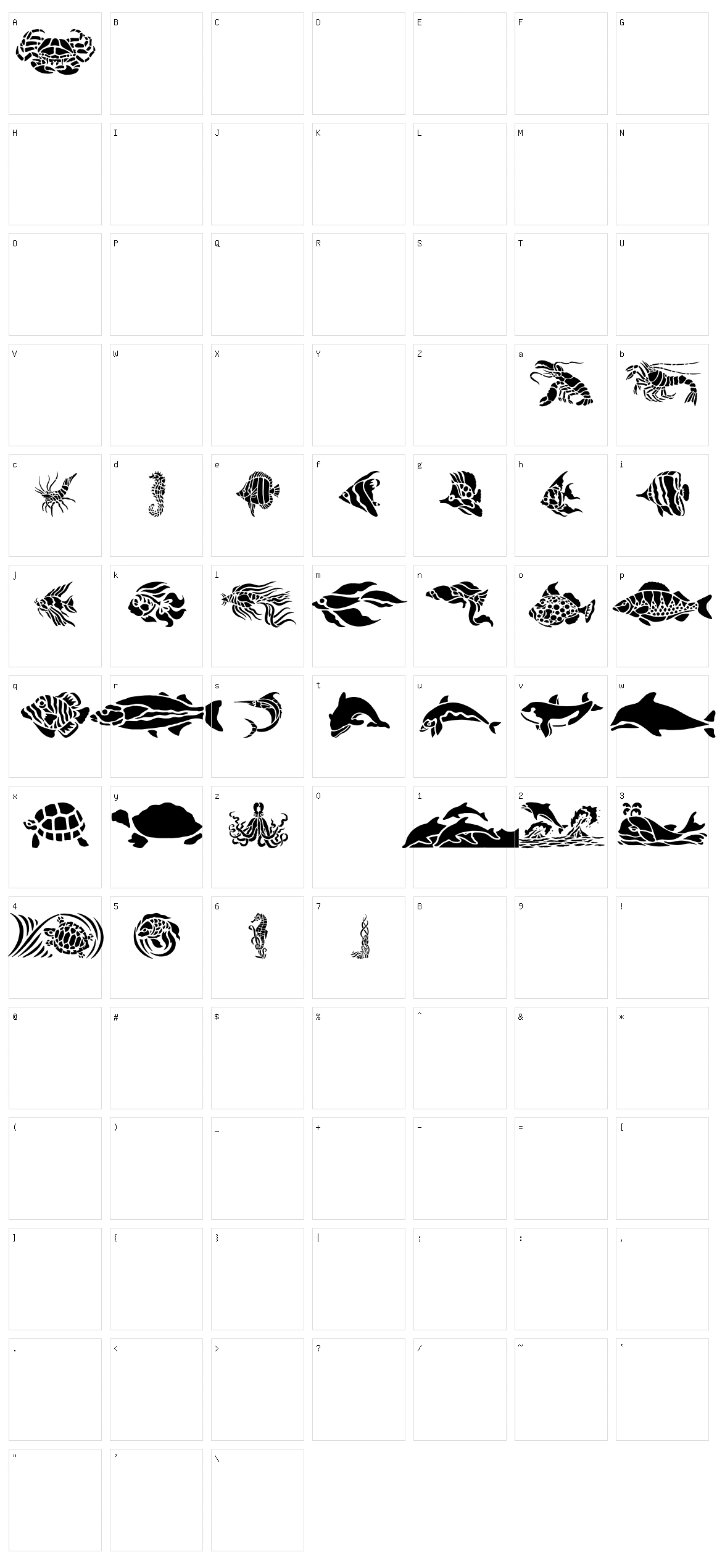 HFF Aqua Stencil Character Set