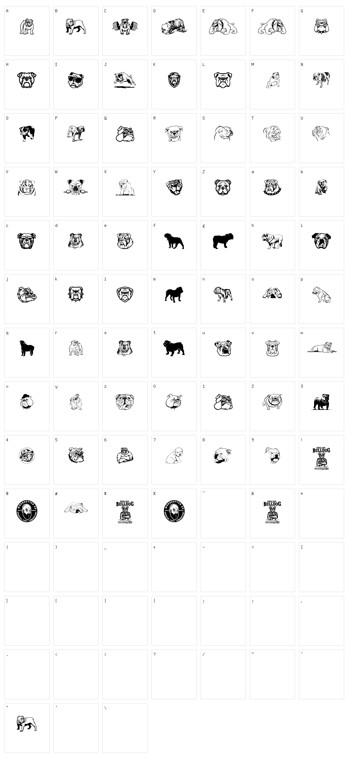 English Bulldog Character Set