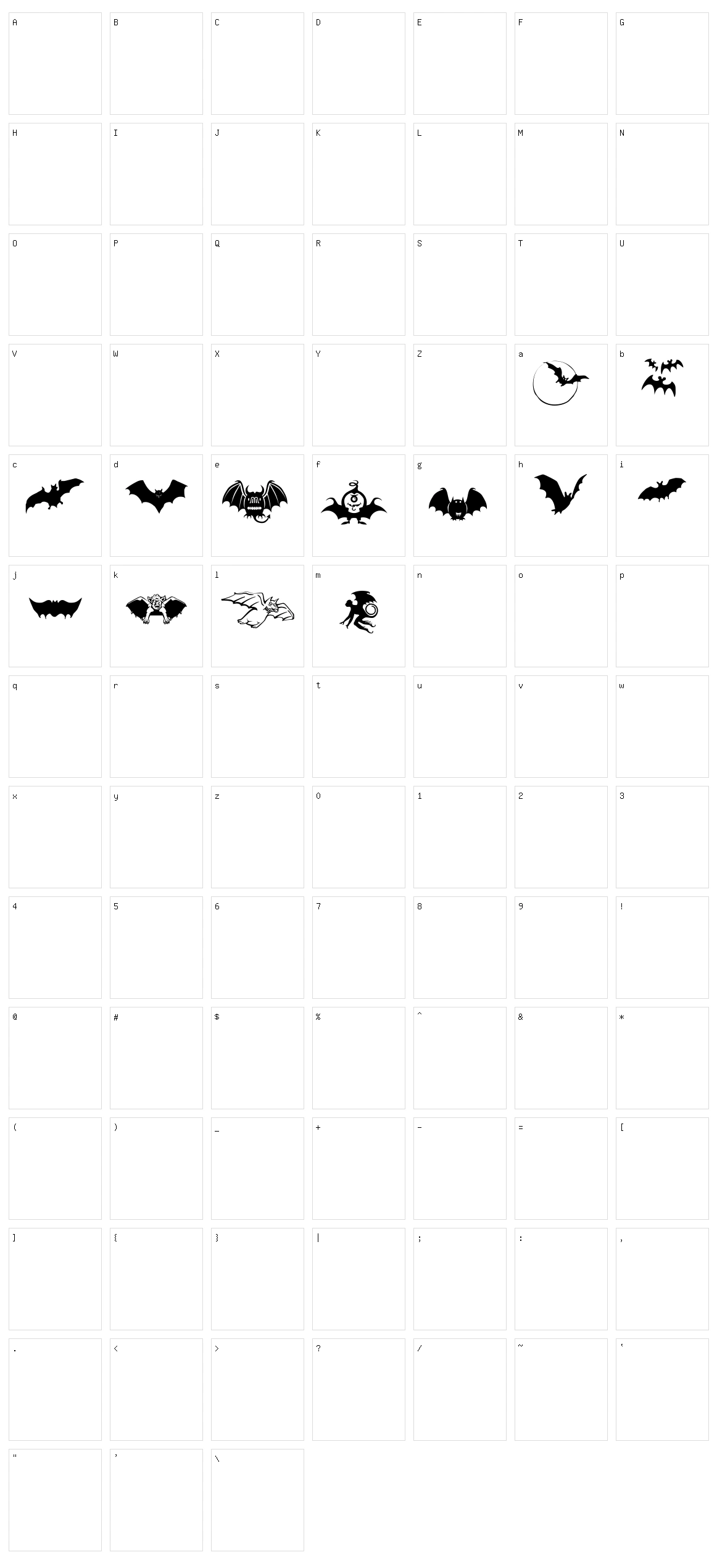 Bats Symbols Character Set