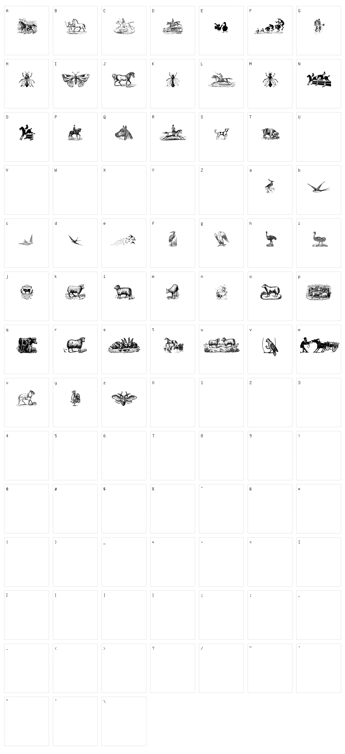 Animals Old Cuts Two Character Set