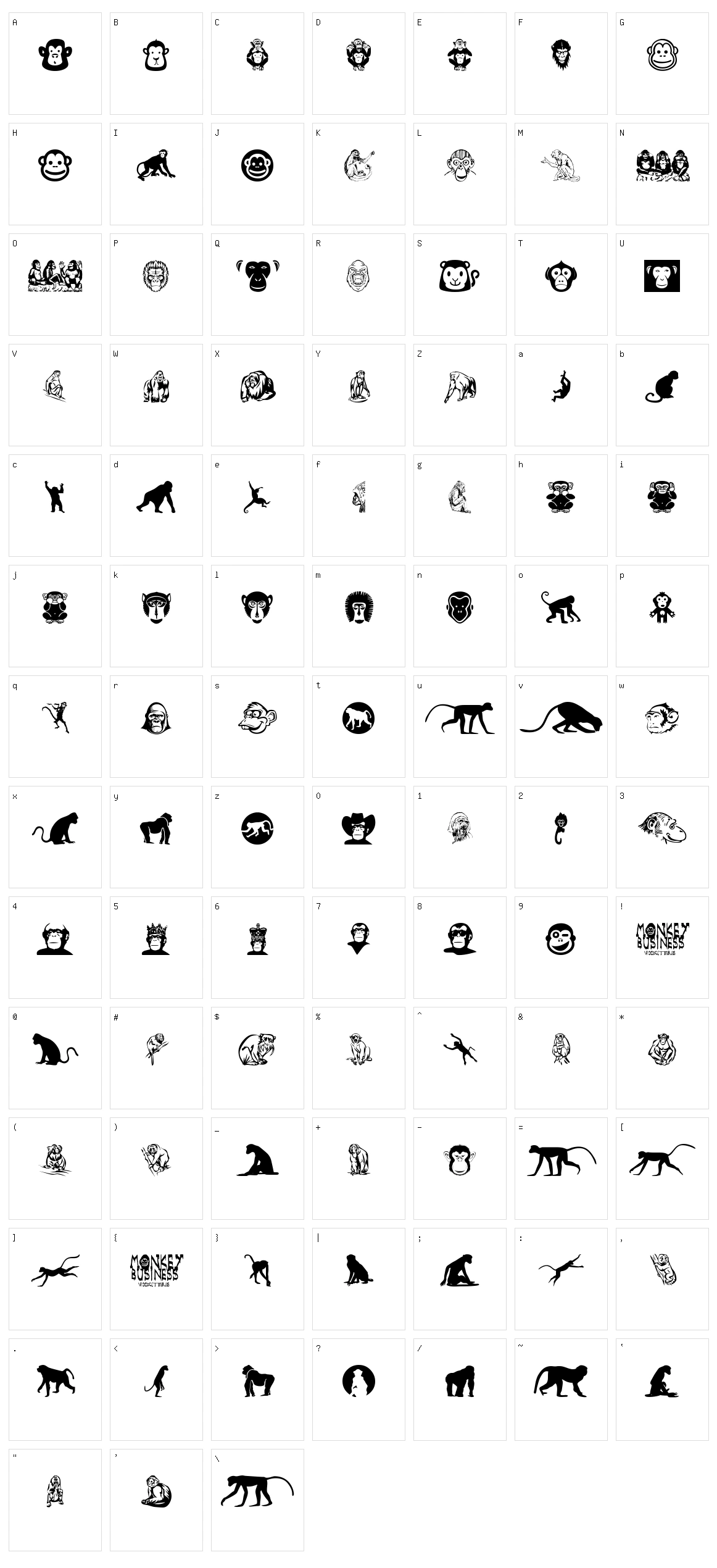 Monkey Business Character Set