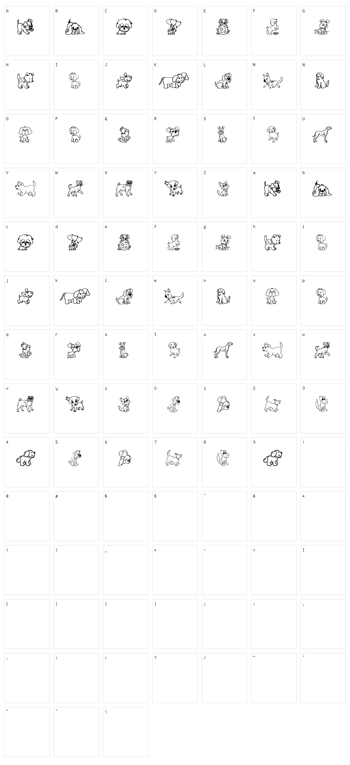 Pupies Character Set
