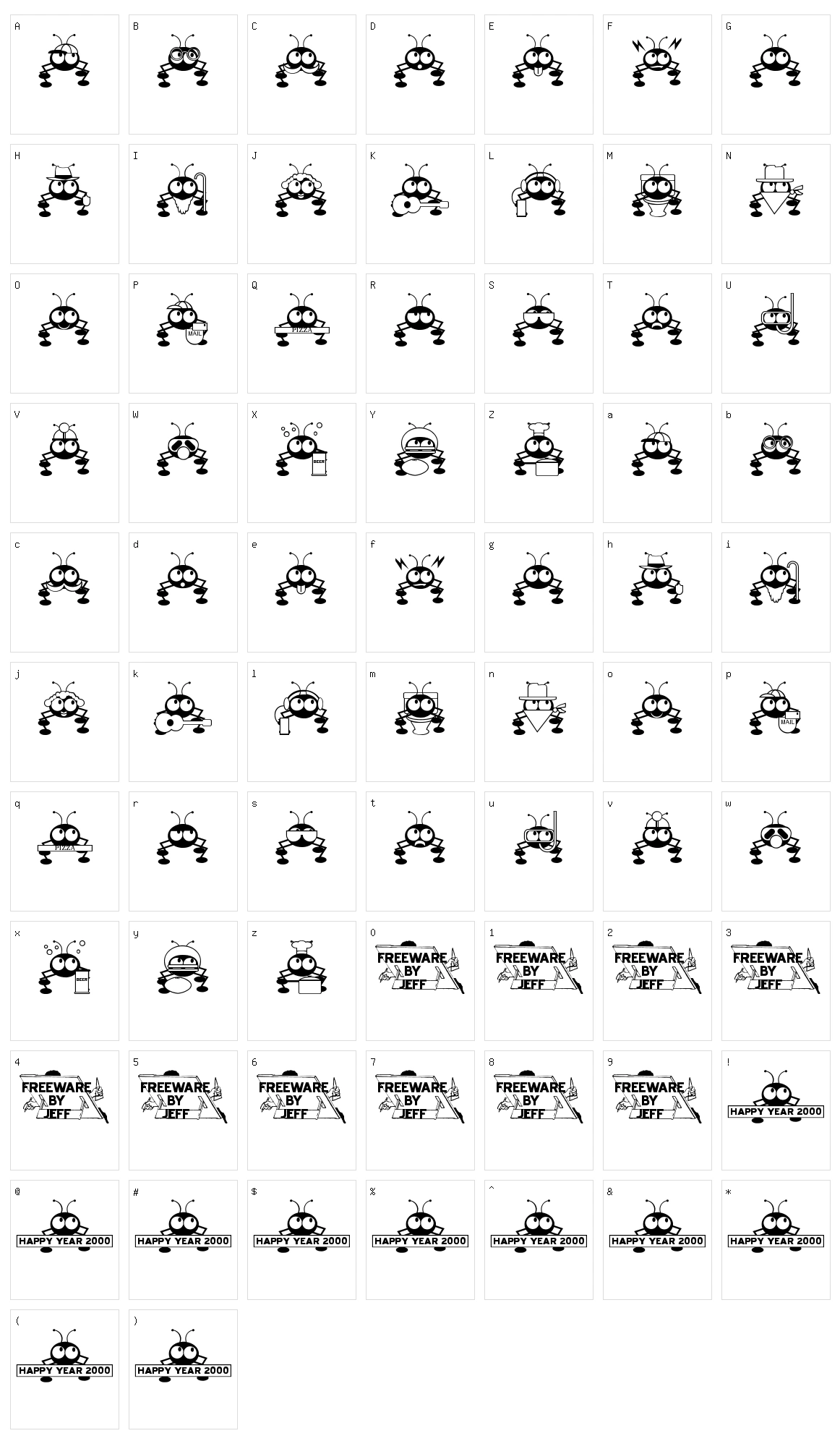 Don't Bug Me Character Set