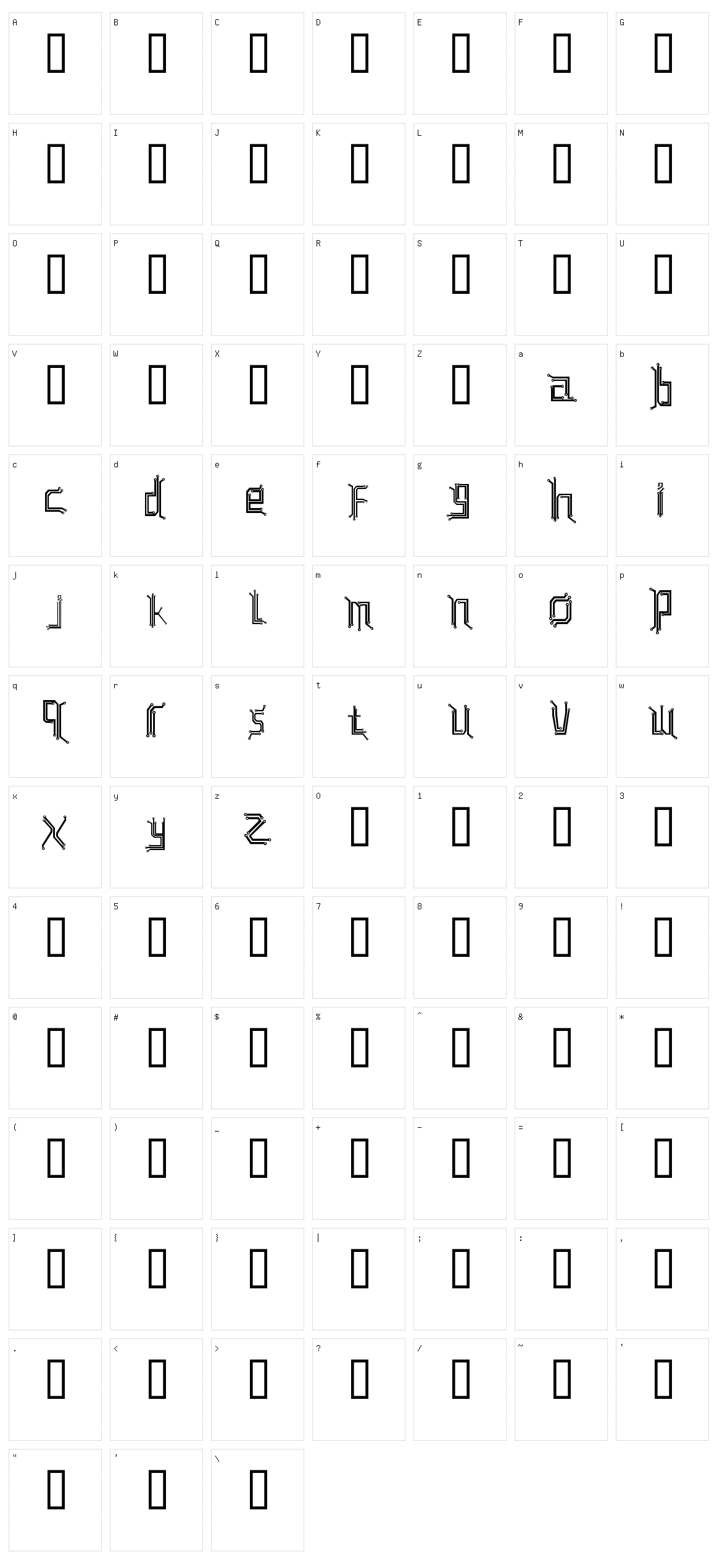 Circuit board Character Set
