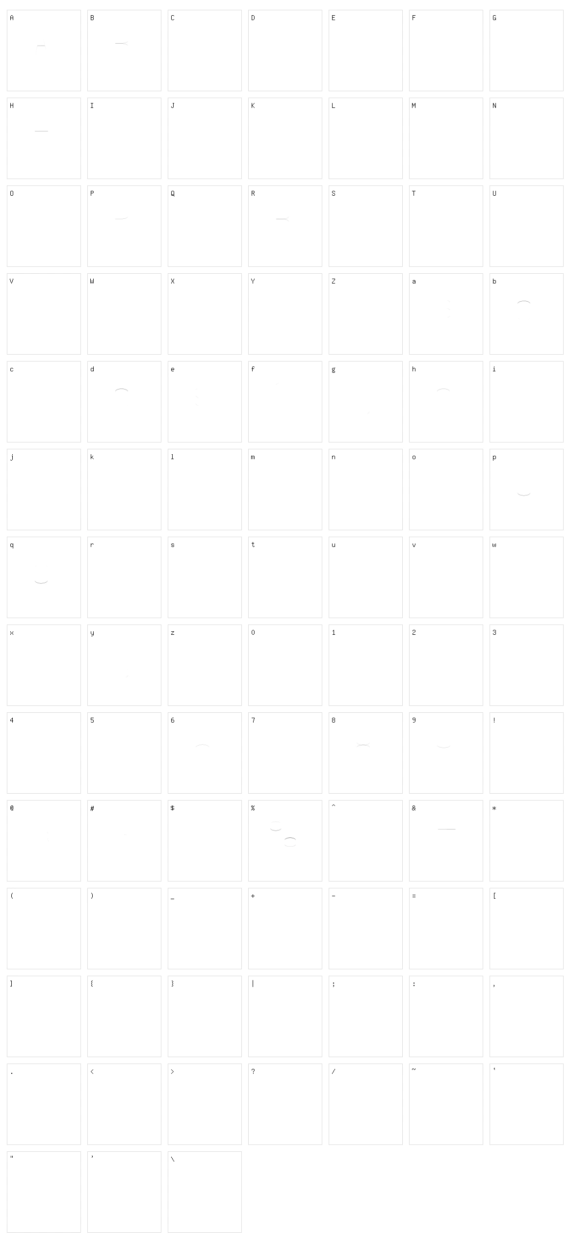 CNC Vector Character Set