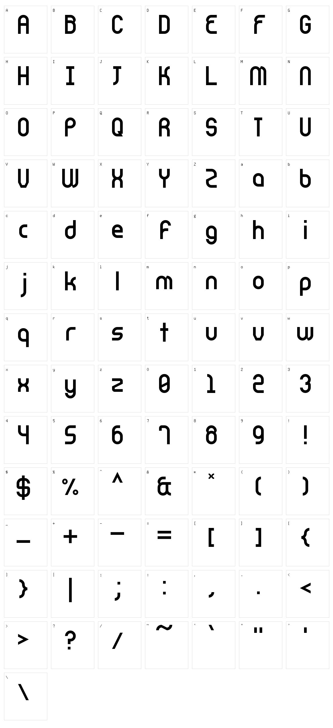 CnstrcT Character Set