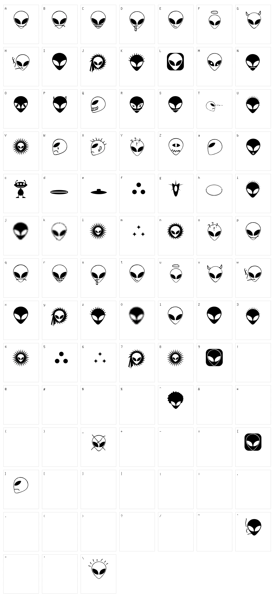 Alienator Character Set