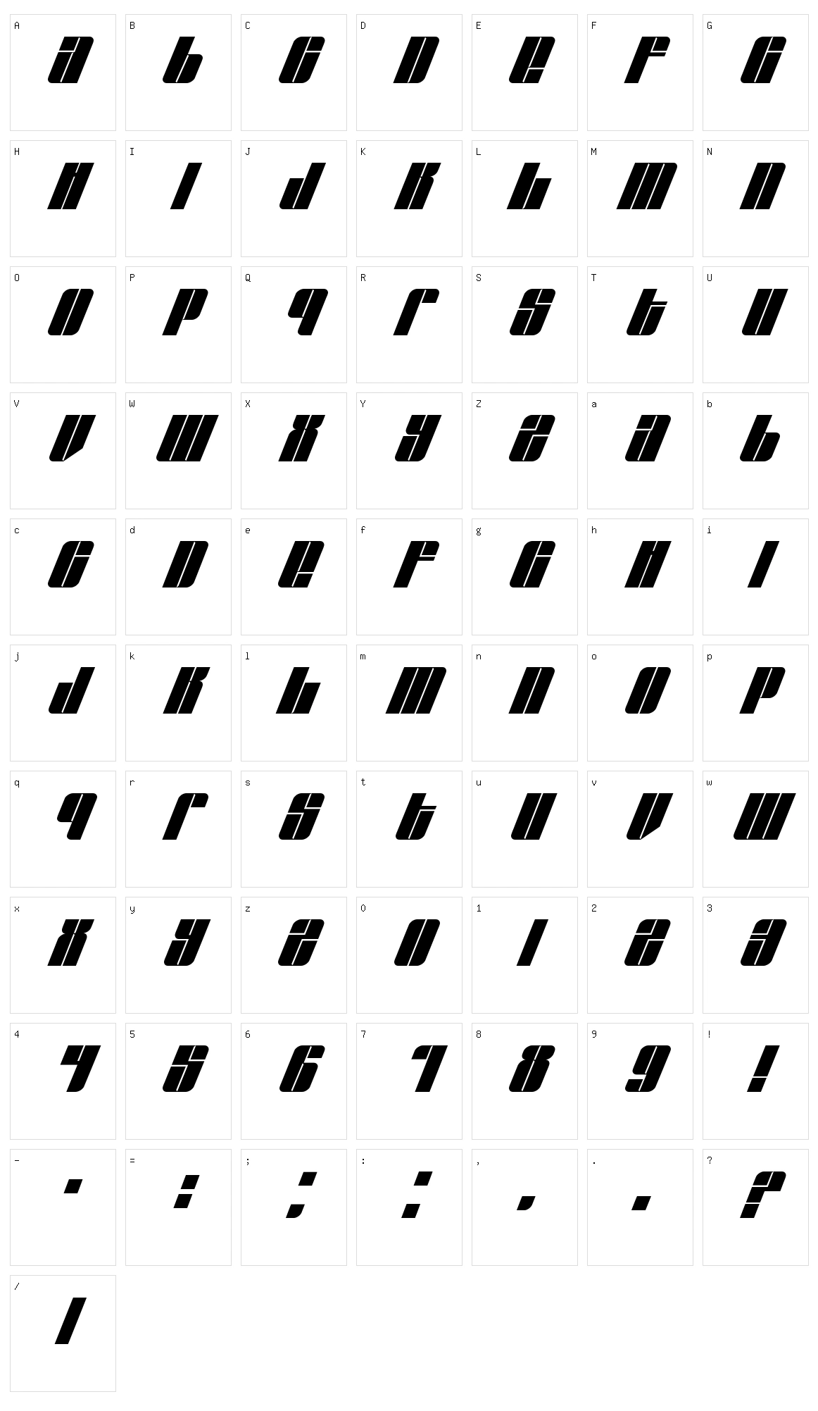 East Lift Character Set