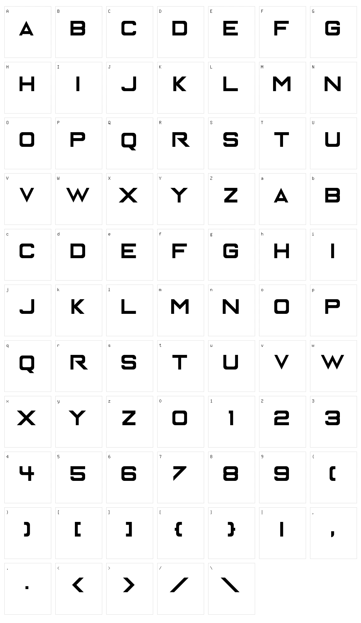 Enter The Grid Character Set