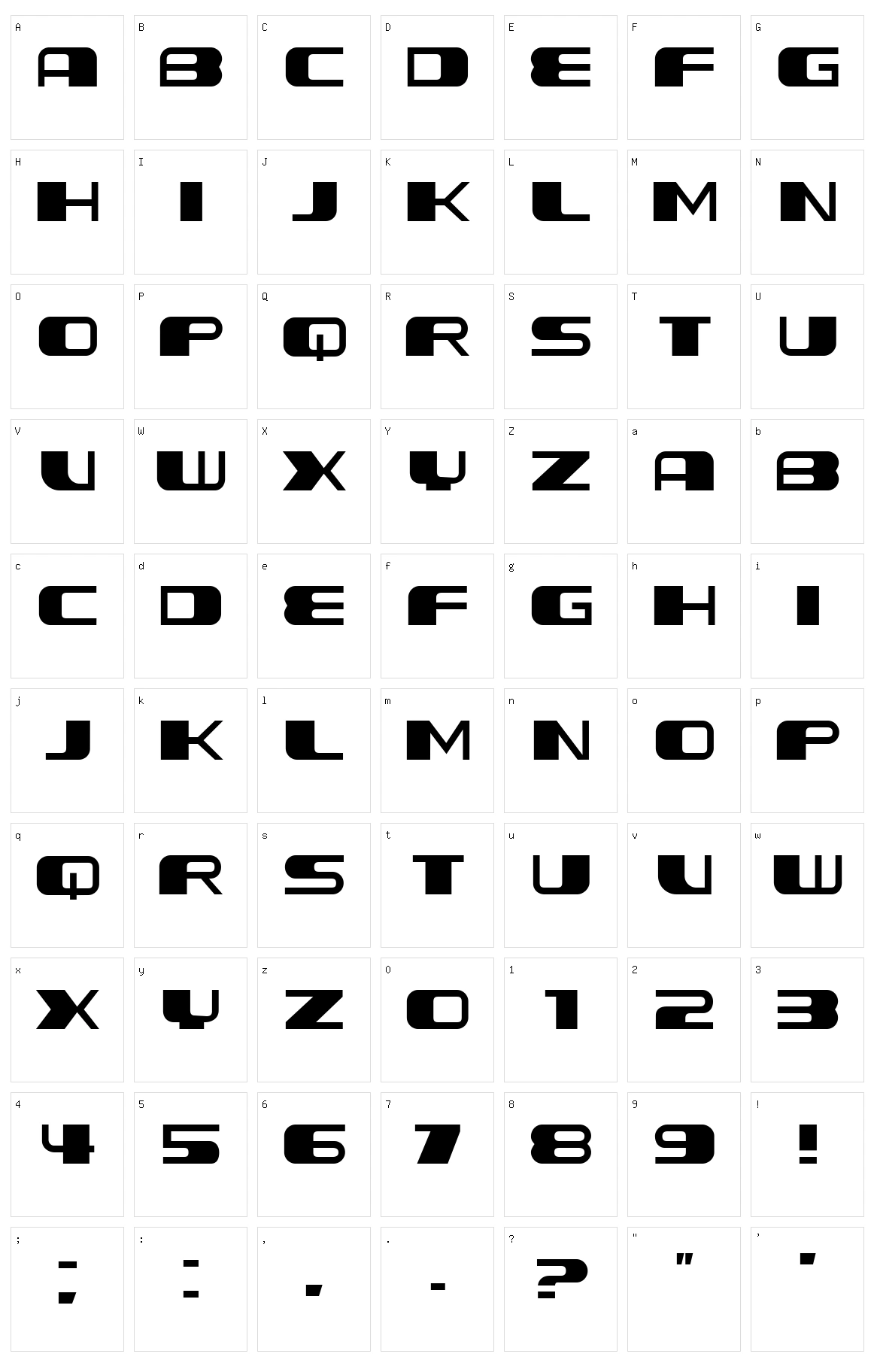 Forehead Character Set