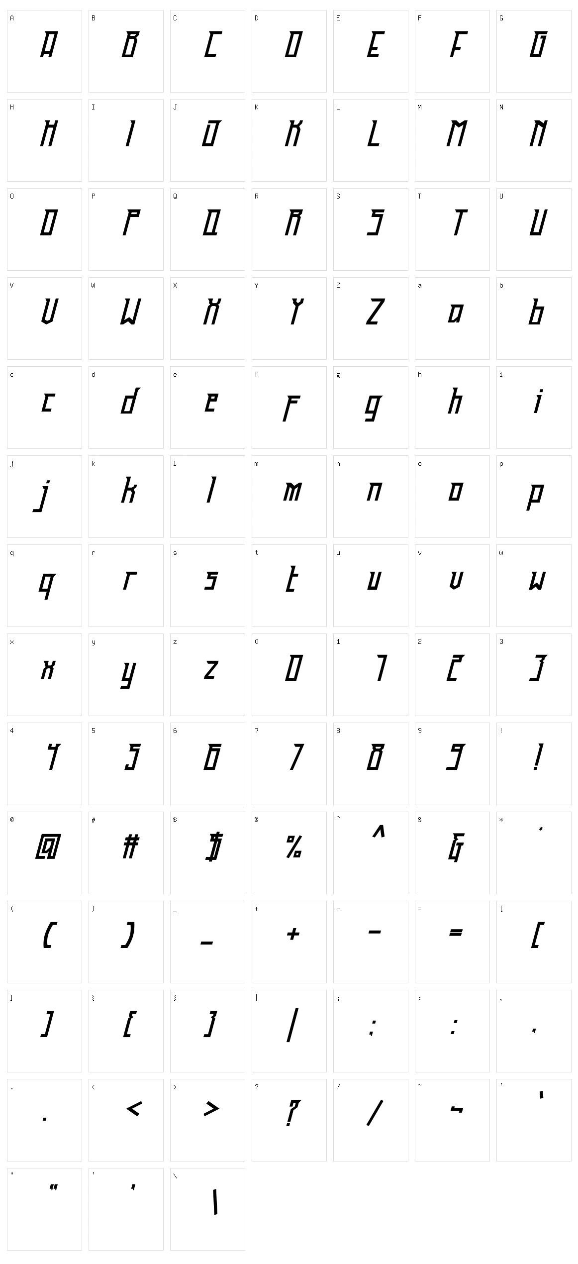 Gainstone Character Set
