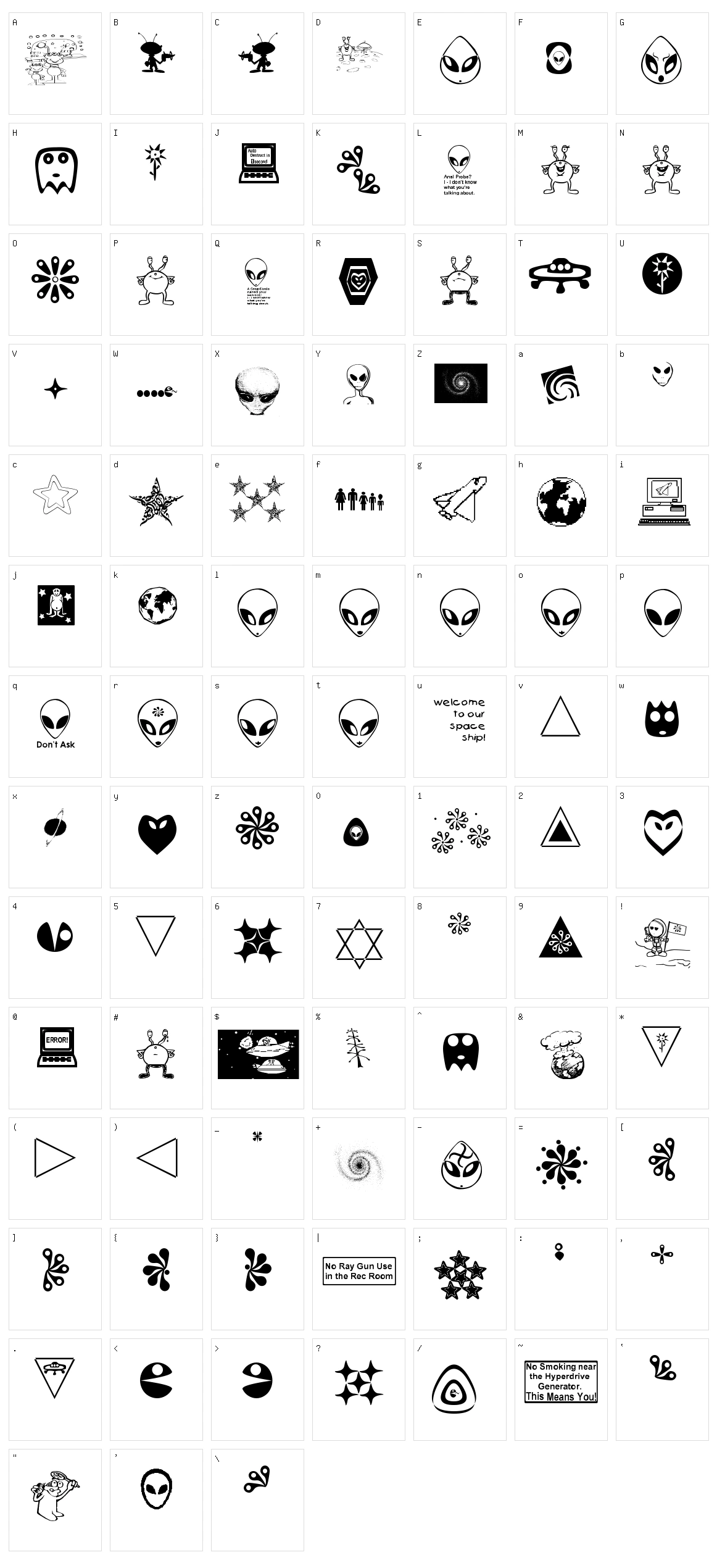 001 Starship Gamma Character Set