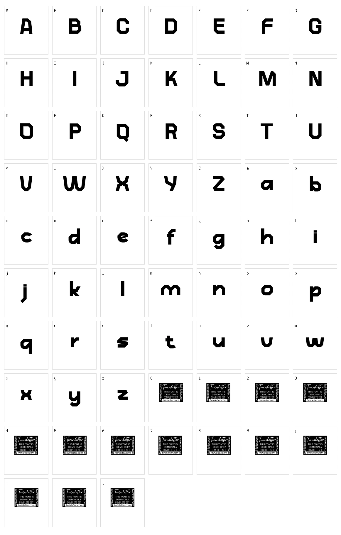 Gasted Character Set