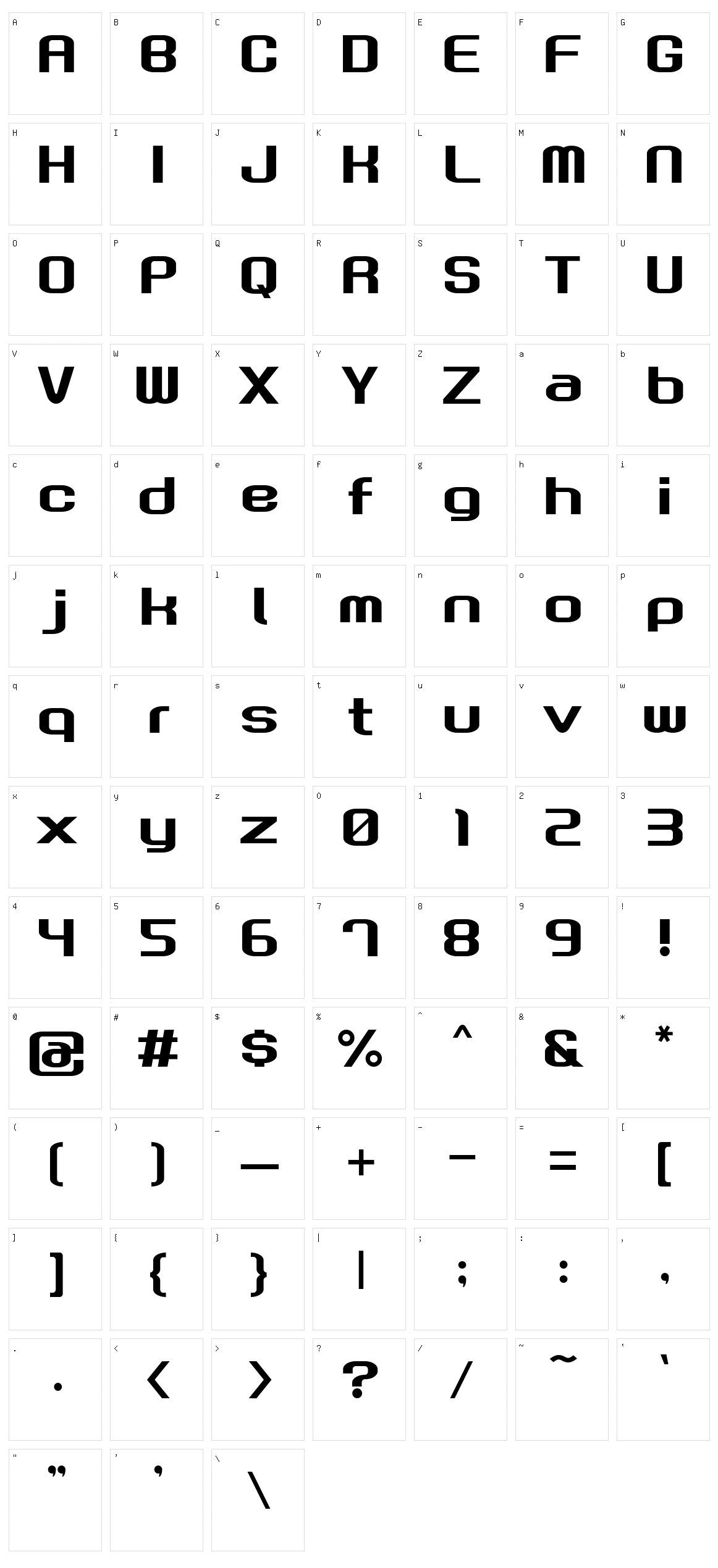 Gau Font Root Character Set