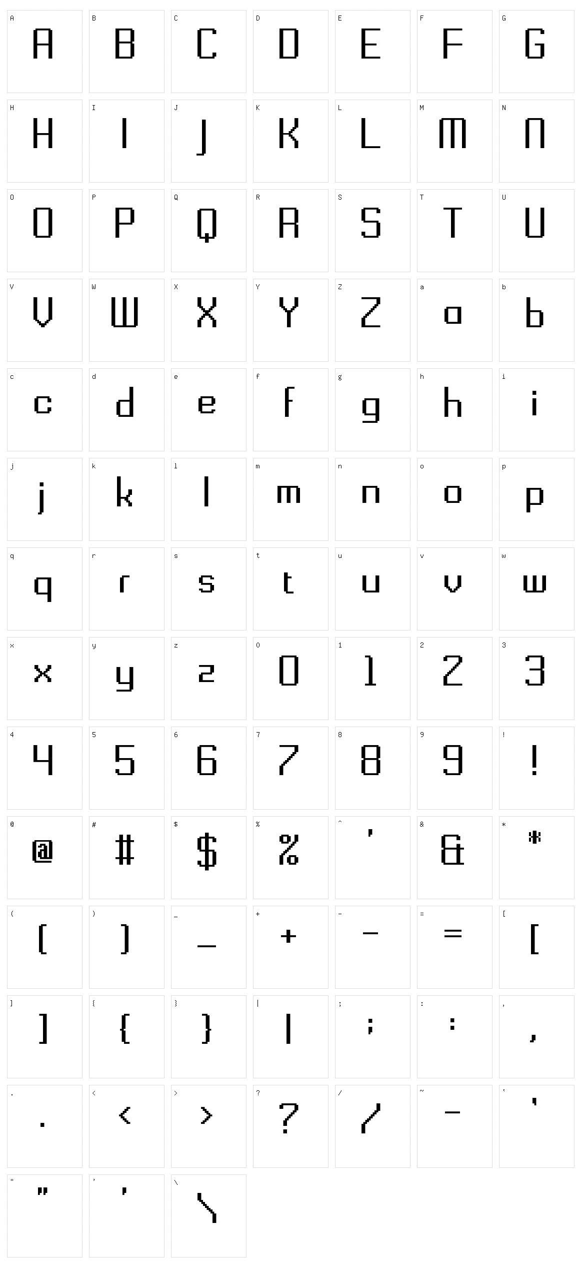 Gridking Character Set