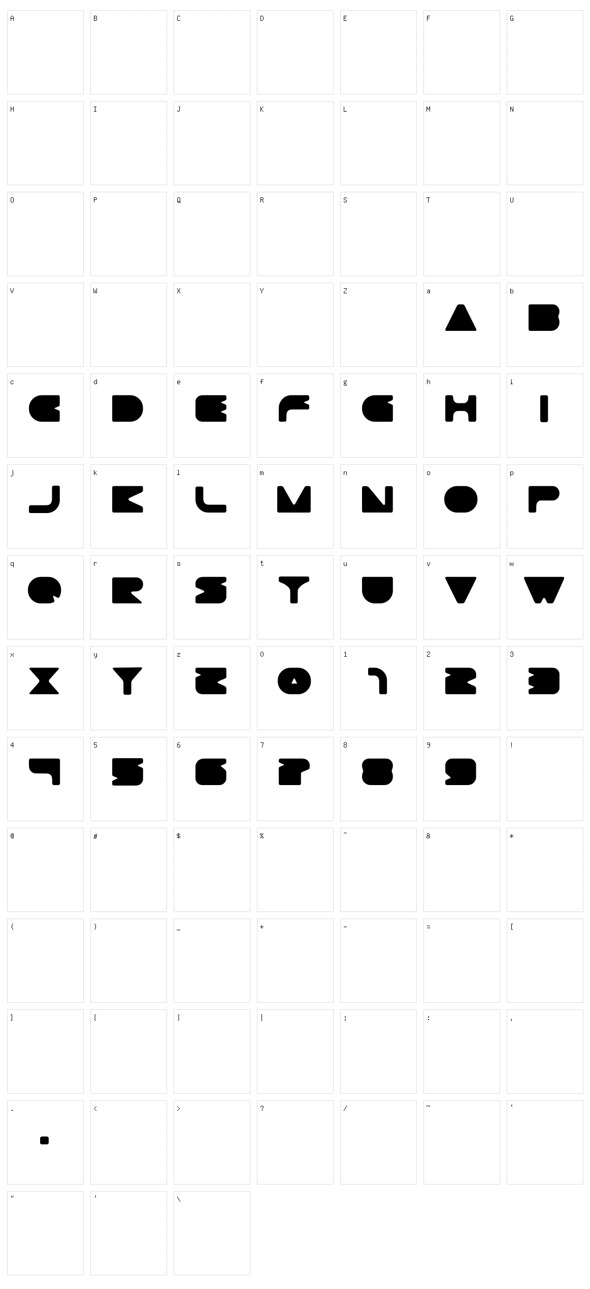 Gtek Minimal Character Set