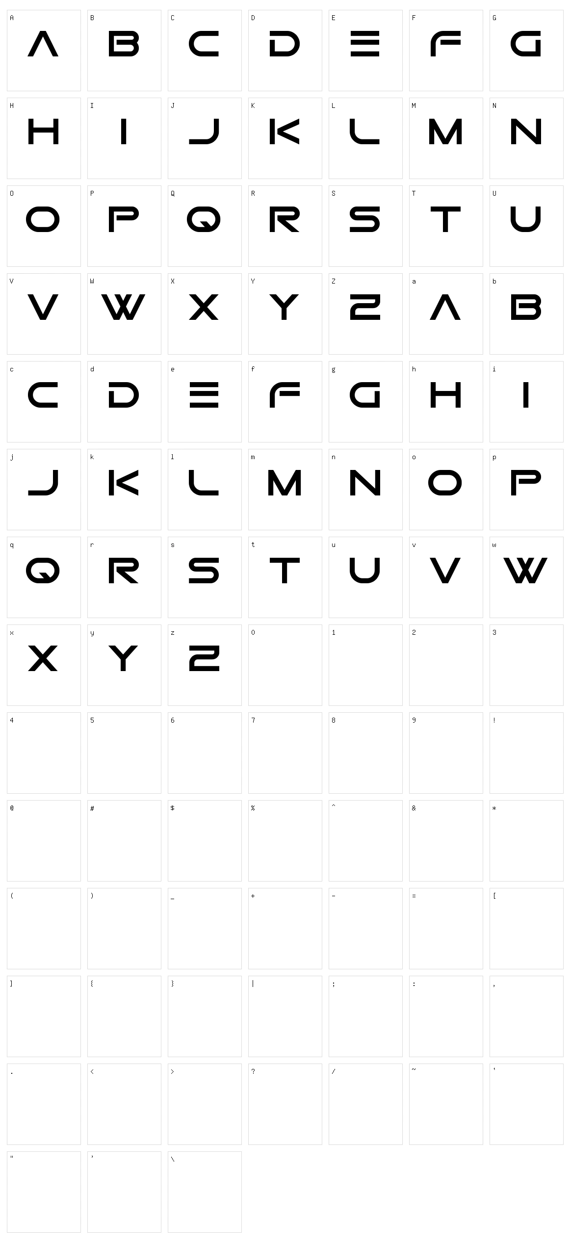 Gtek Nova Character Set