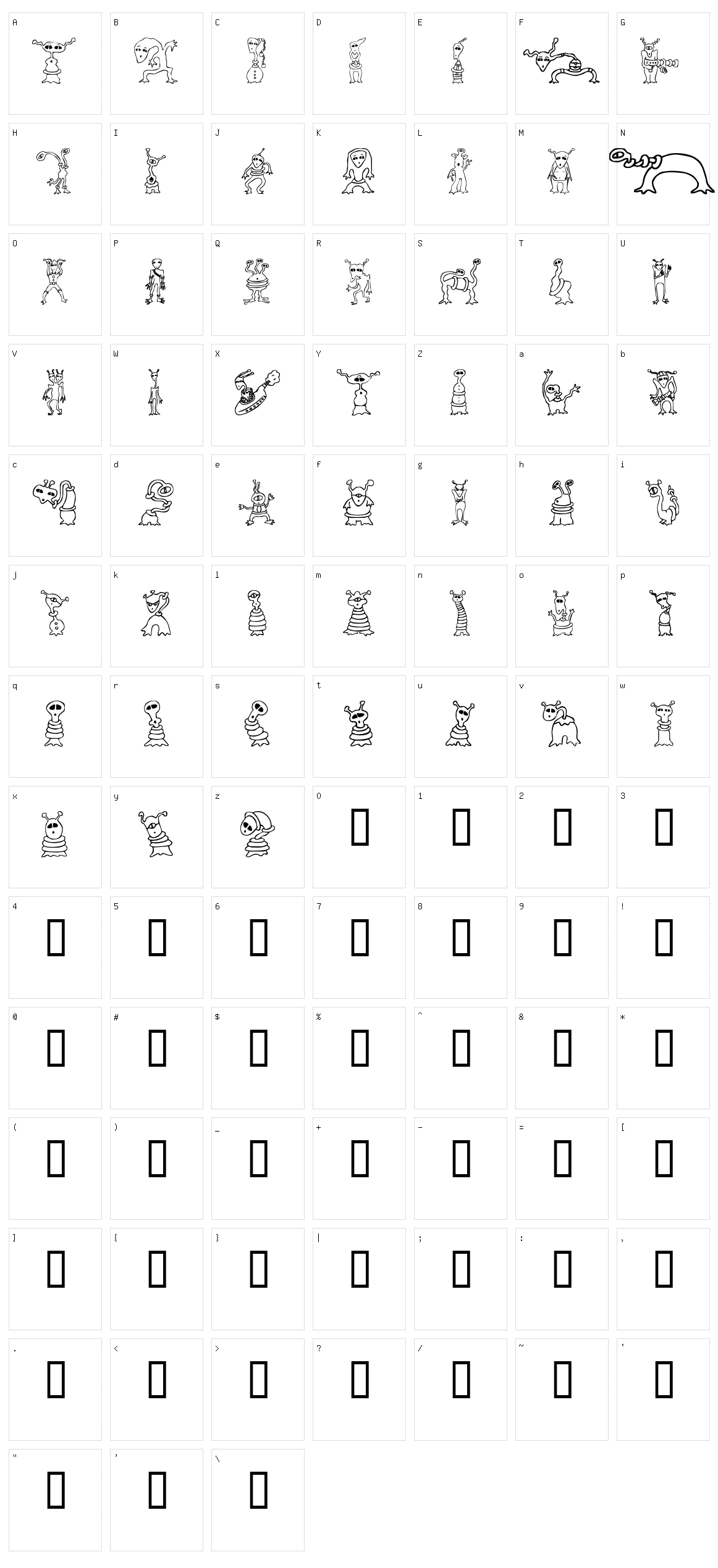 Alien Twits Character Set