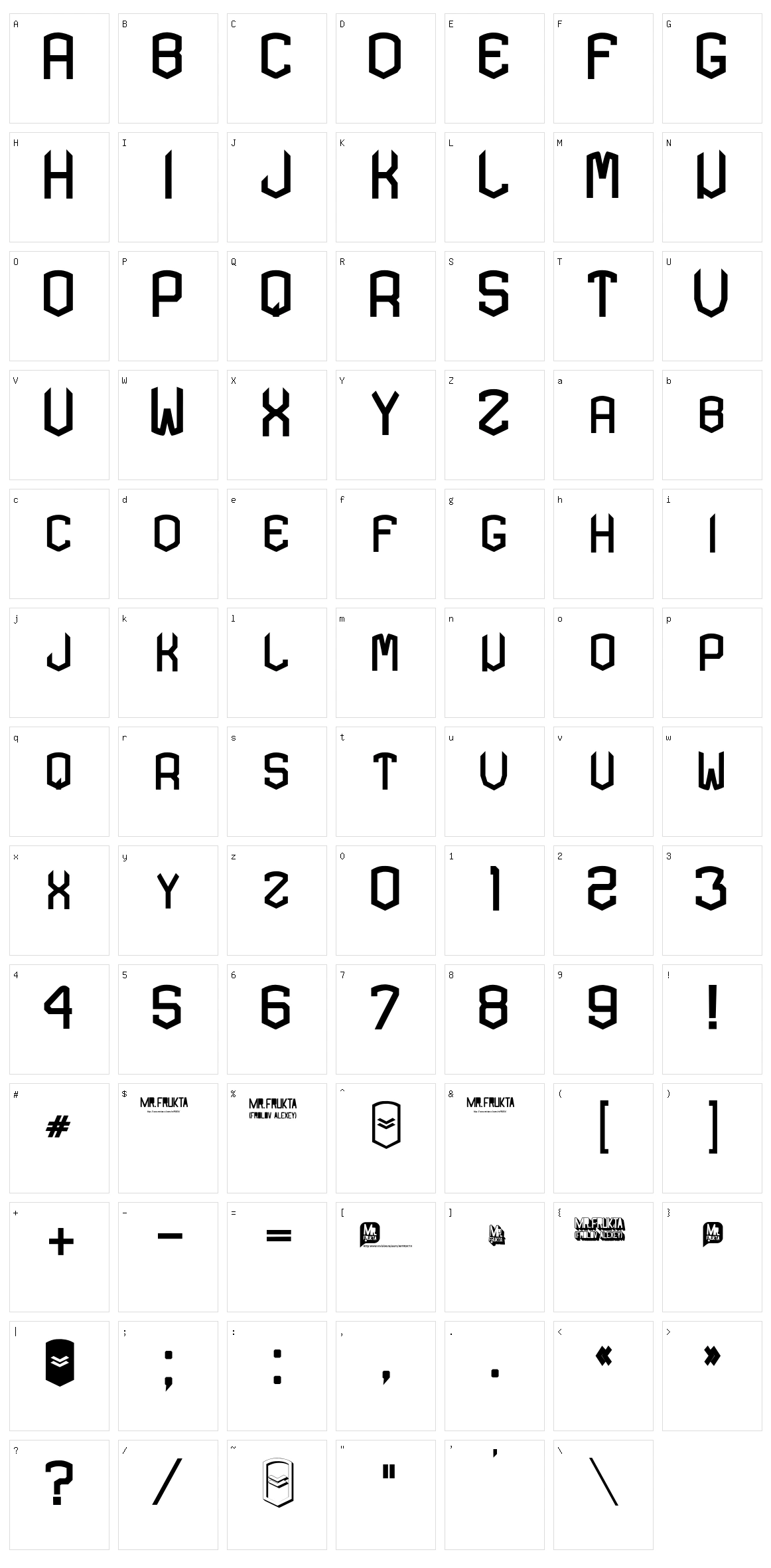 Kardon Type Character Set