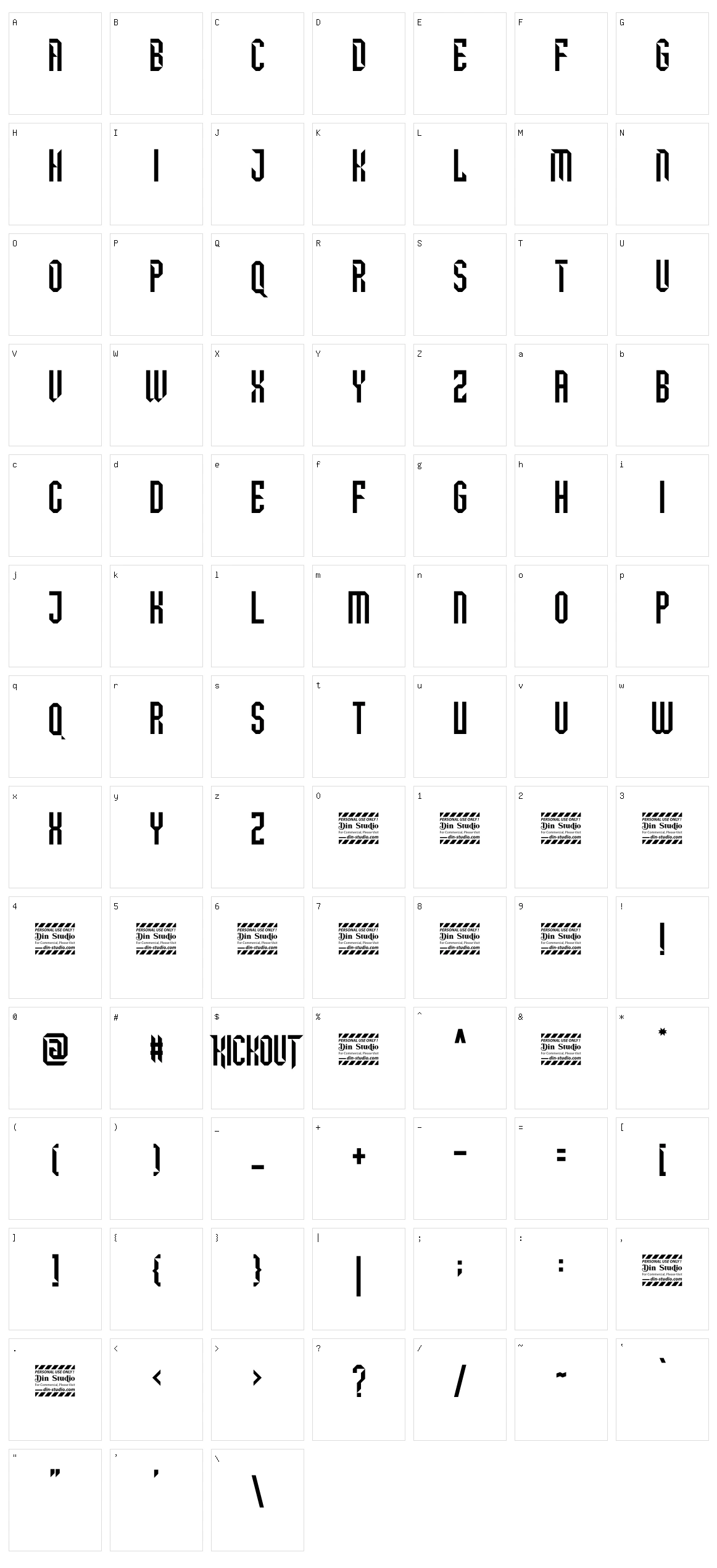 Kickout Character Set