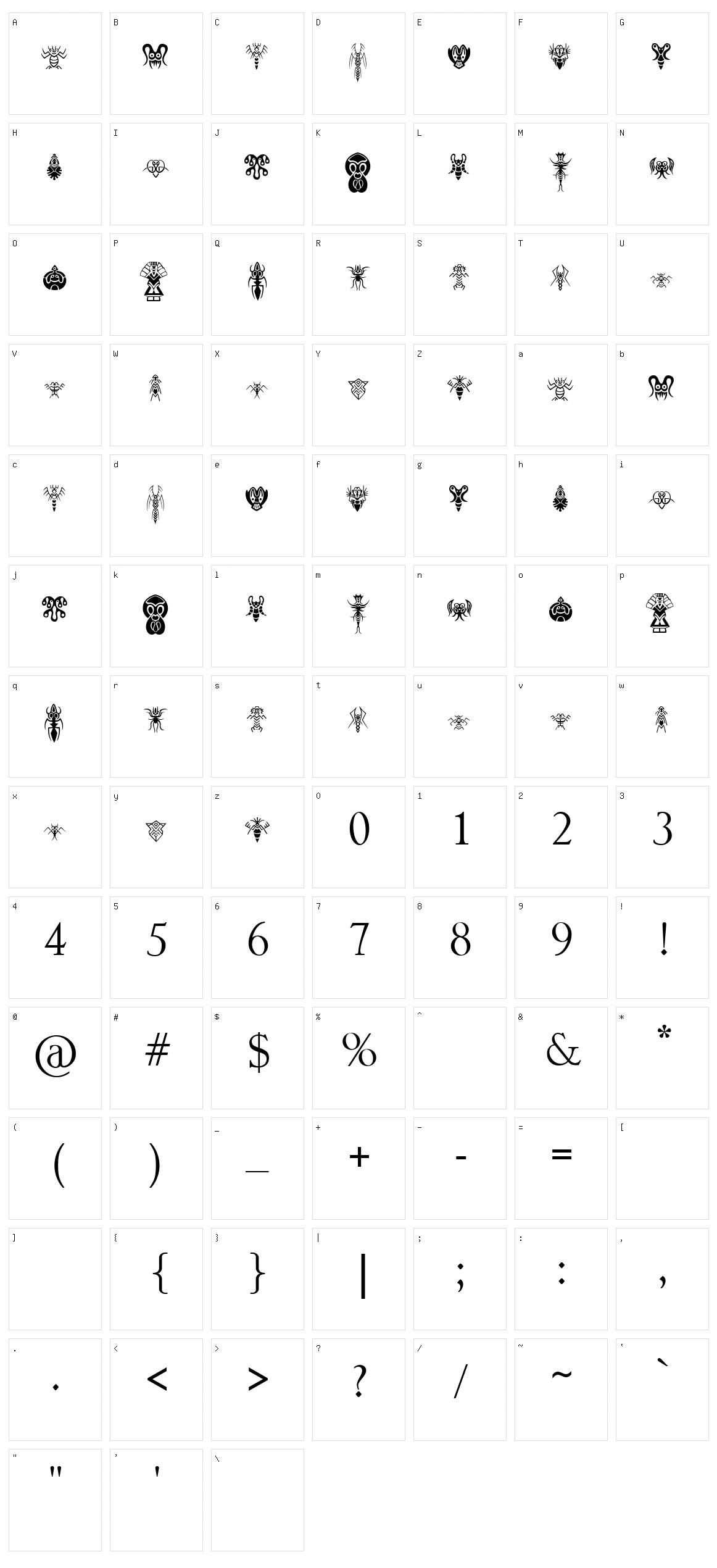 Abstract Alien Symbols Character Set