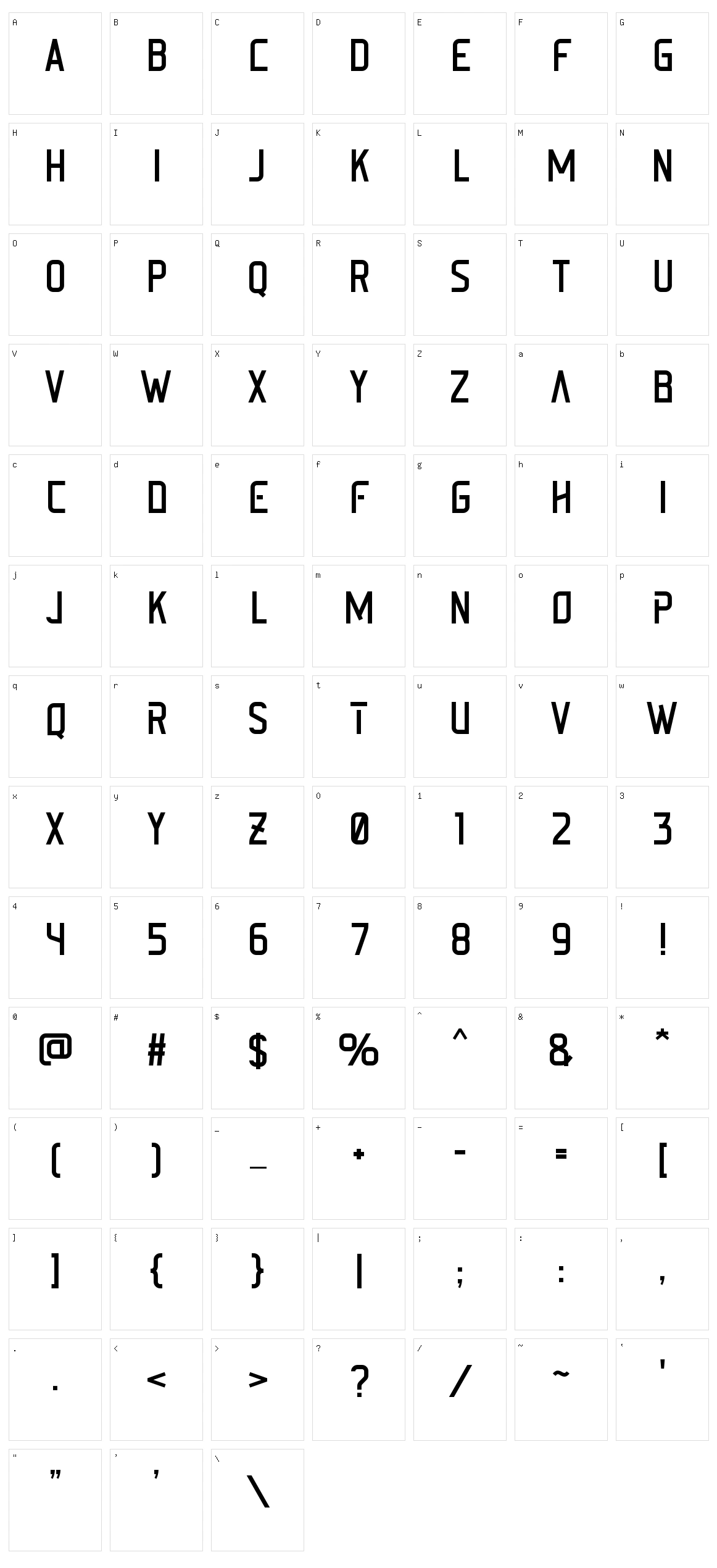 Matricode Character Set