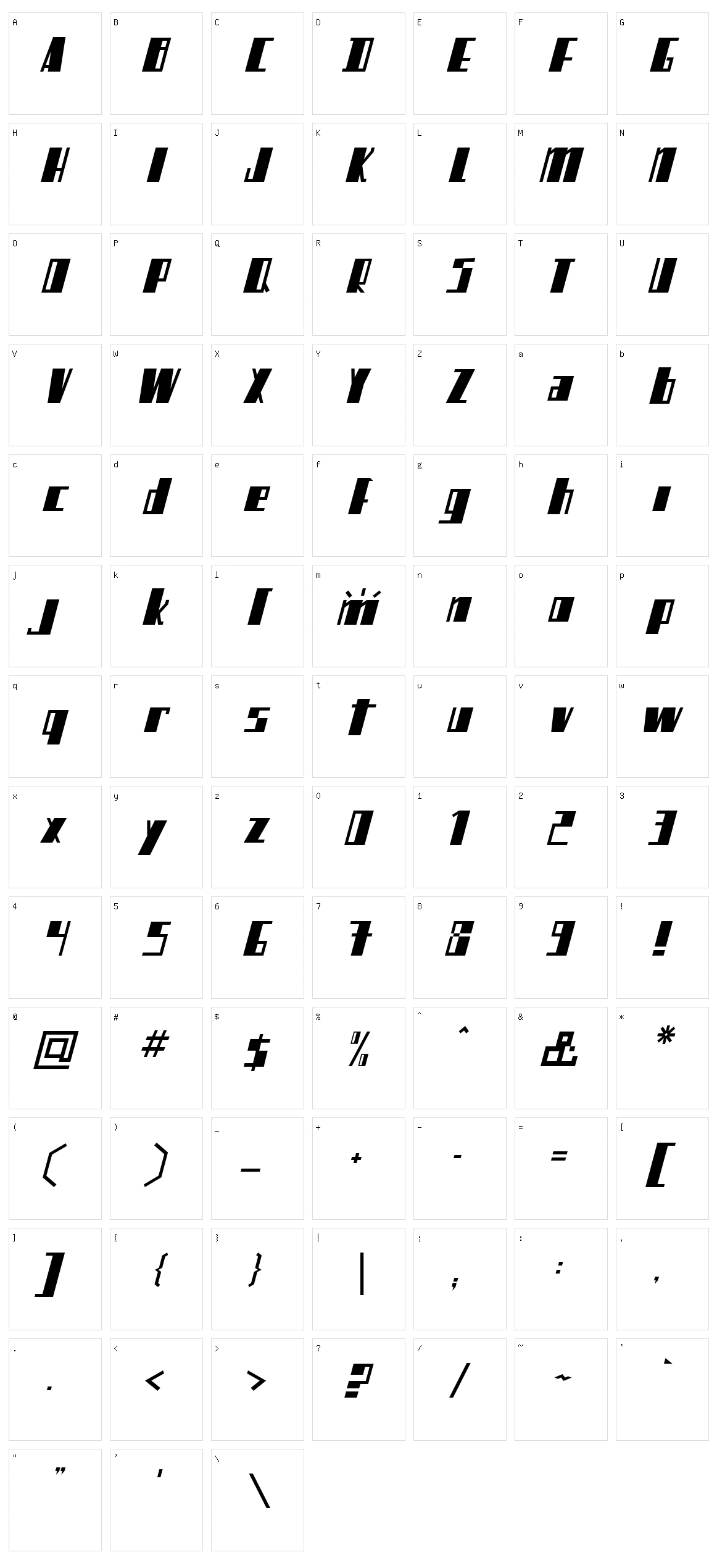 Mikamatic Character Set