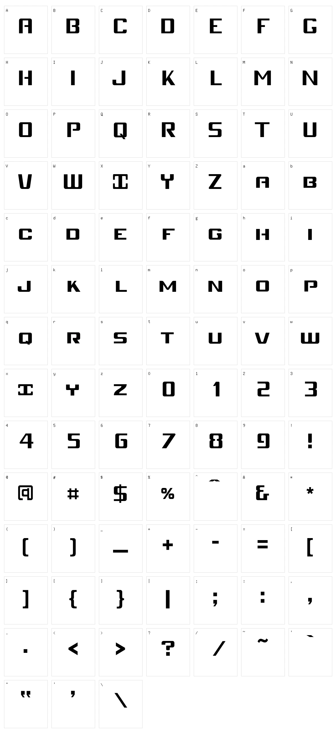 Mobitale Versalete Character Set