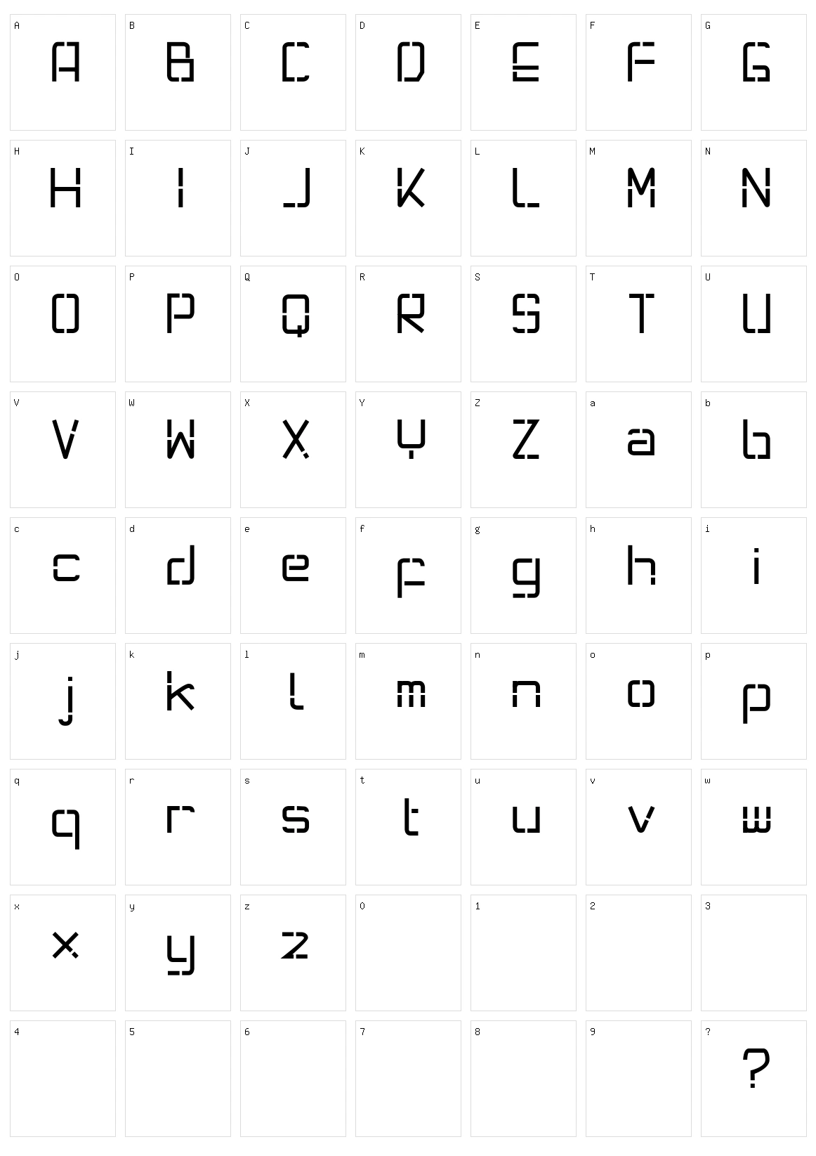 Monolight Character Set