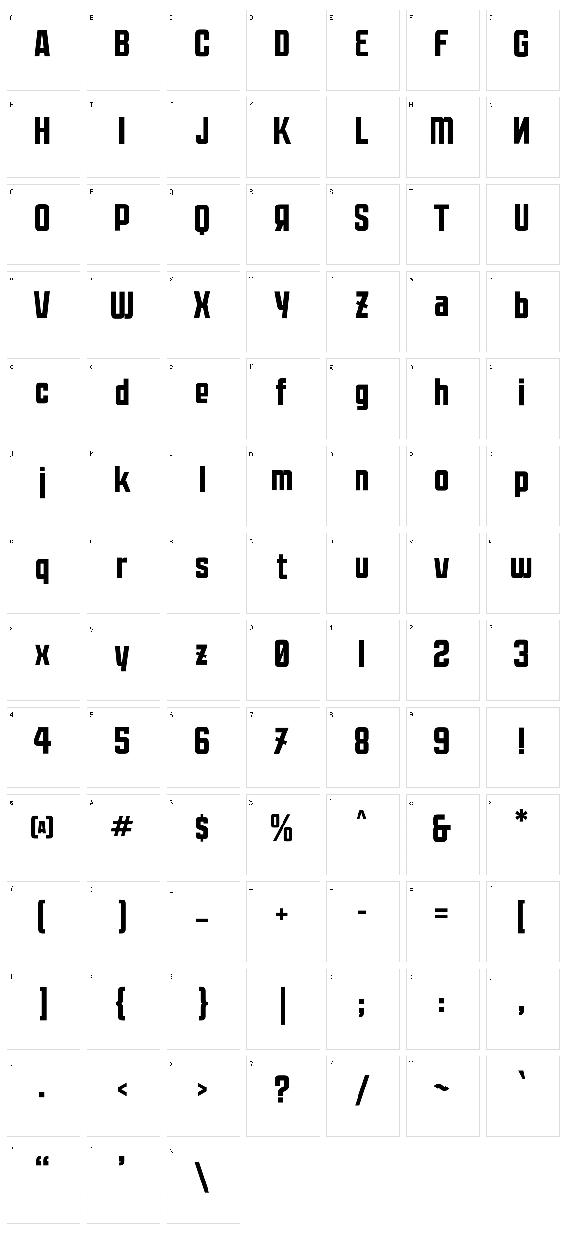 Moshka Character Set