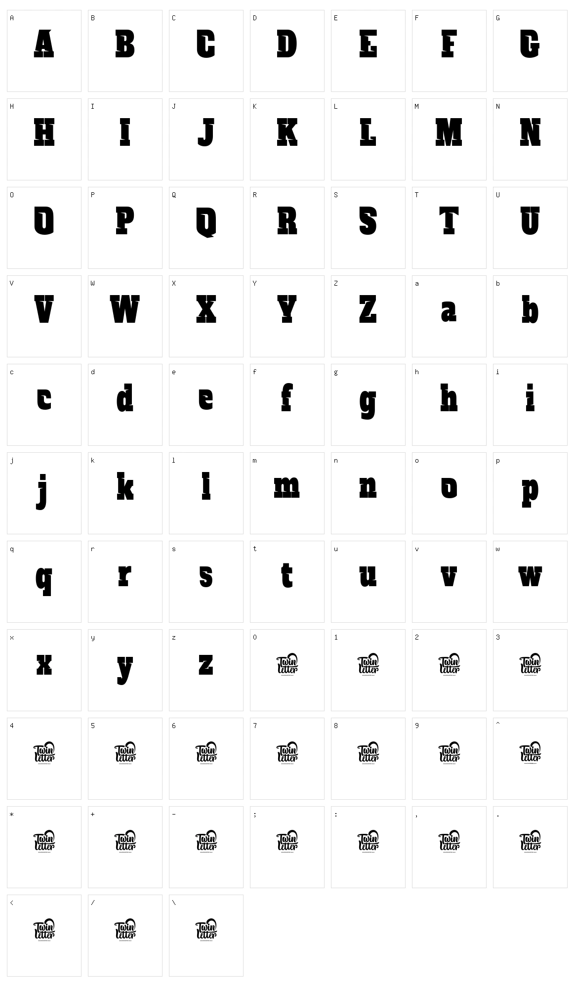 Mreyboll Character Set