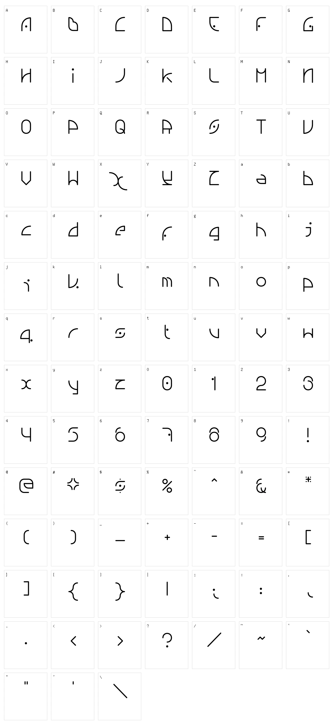 NGfont Character Set